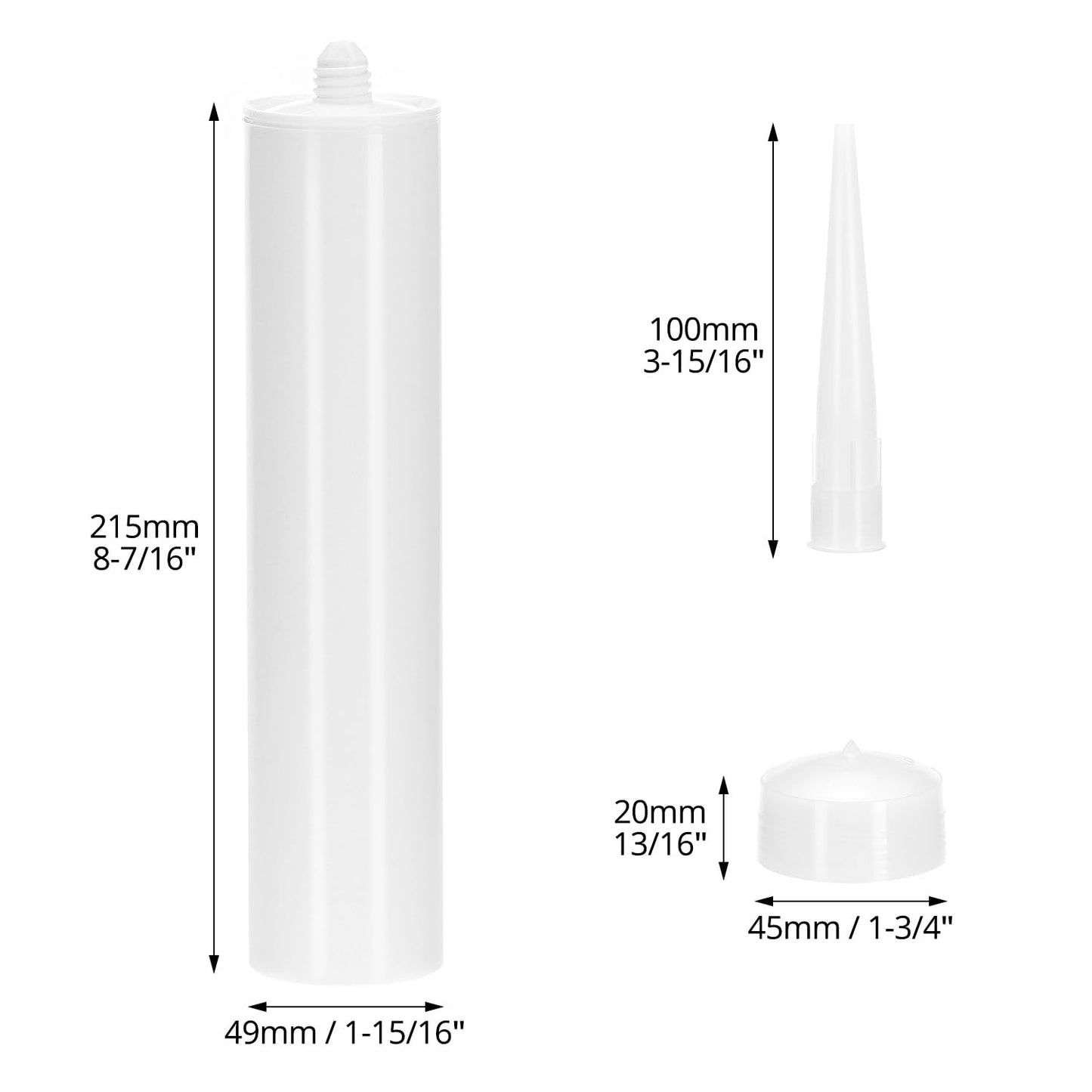 QWORK Empty Caulking Sealant Tubes - 11 Oz Capacity Each, 4 Pack Reusable Plastic, for Standard Caulking Guns