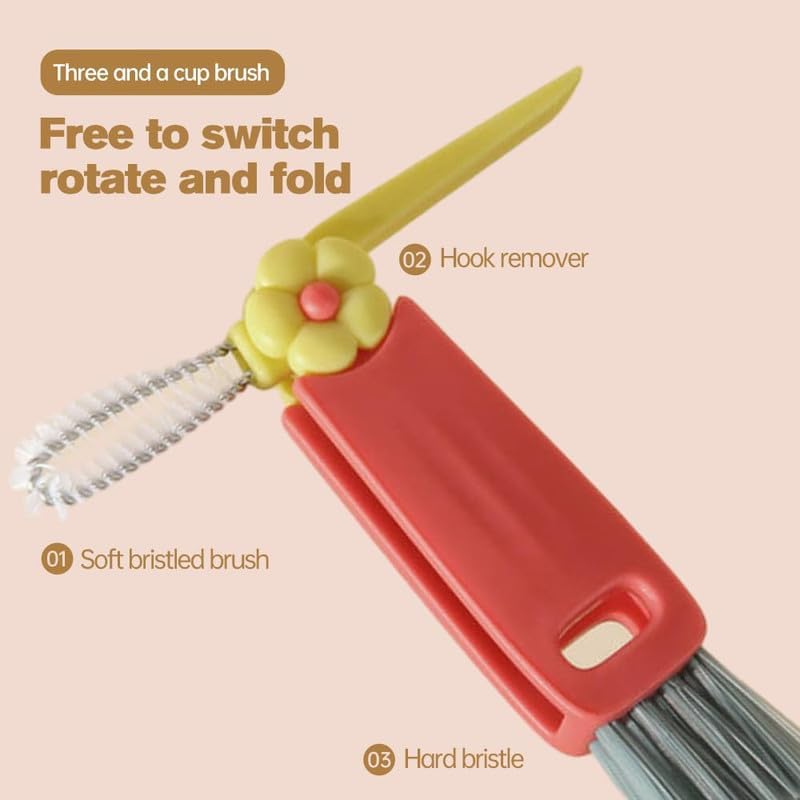 3 in 1 Cup Lid Gap Cleaning Brush, Multifunctional Bottle Brush, Cup Lid Gap Cleaner, Home Kitchen Crevice Cleaning Brush Tools (Green)