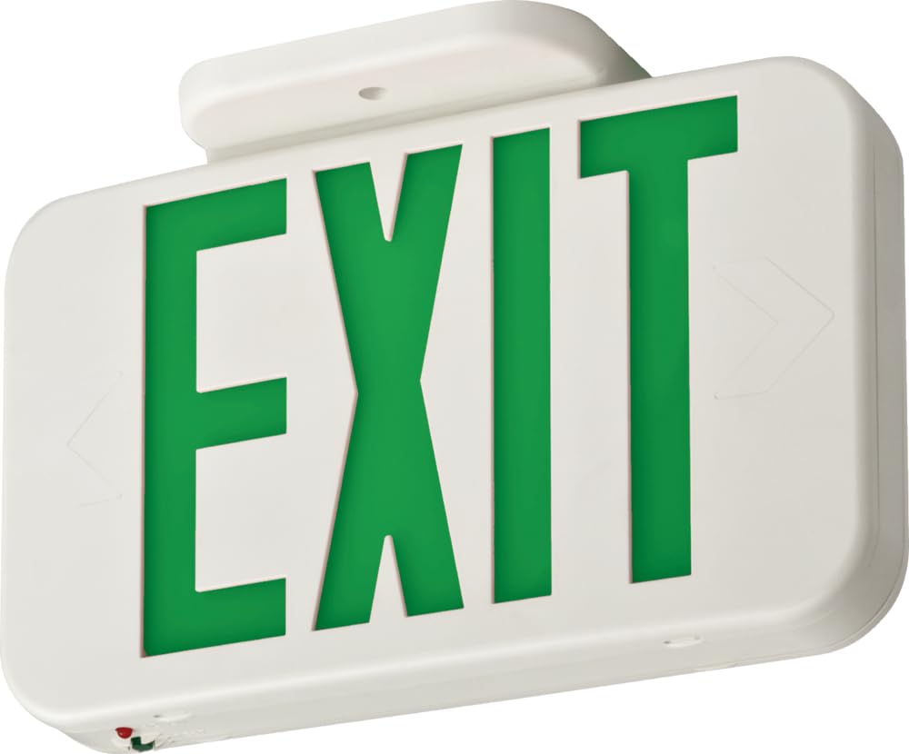 Lithonia Lighting LED Exit Sign, Single-Sided, Switchable Red/Green, Thermoplastic, Backup Battery, Extra Faceplate, White (EXRG EL M6)
