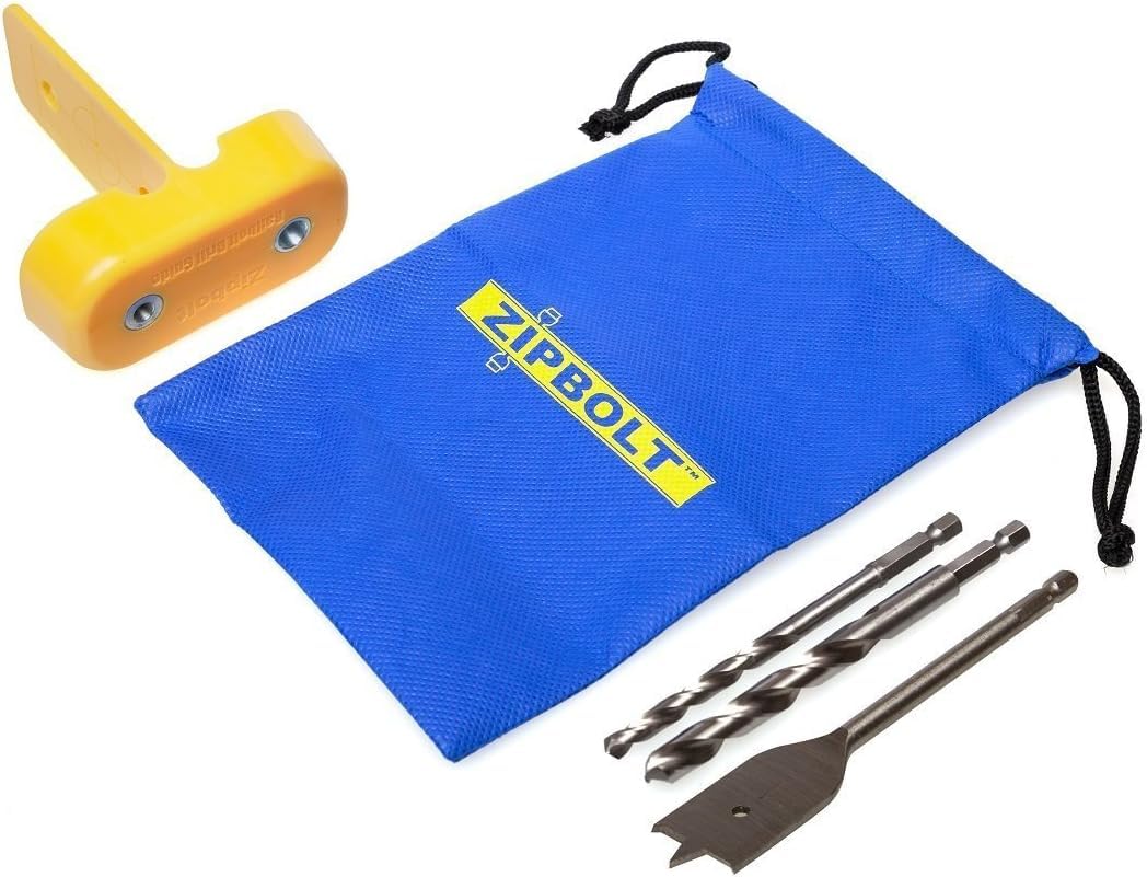 Zipbolt 40.260 Railbolt Drill Guide — Railbolt Installation Jig for Staircase Handrails with 1/4", 3/8" Drill Bits & 1” Spade Bit