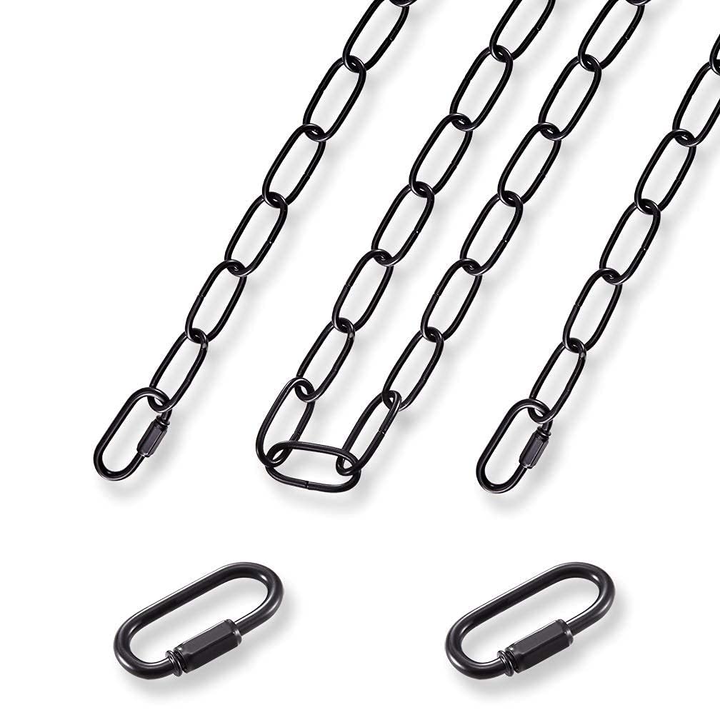 PEESIN 6ft Black Chandelier Hanging Chain with Lock, Industrial Light Fixture & Plant Extension Chain, Heavy-Duty 50 Links