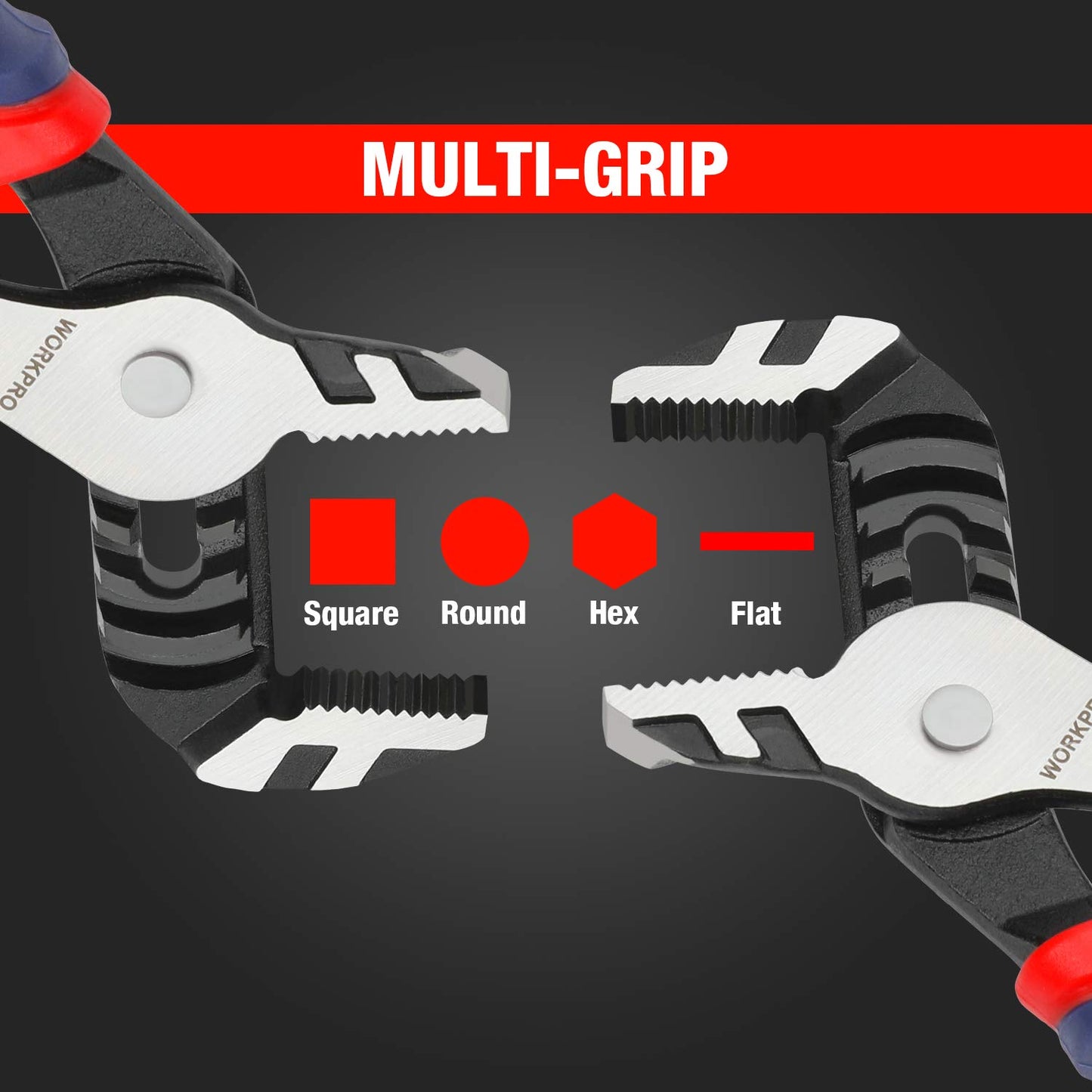 WORKPRO 3-Piece Groove Joint Plier Set (12/10/8 in) Adjustable Water Pump Pliers, Straight Jaw for Nuts, Bolts, Pipes & Home Repair