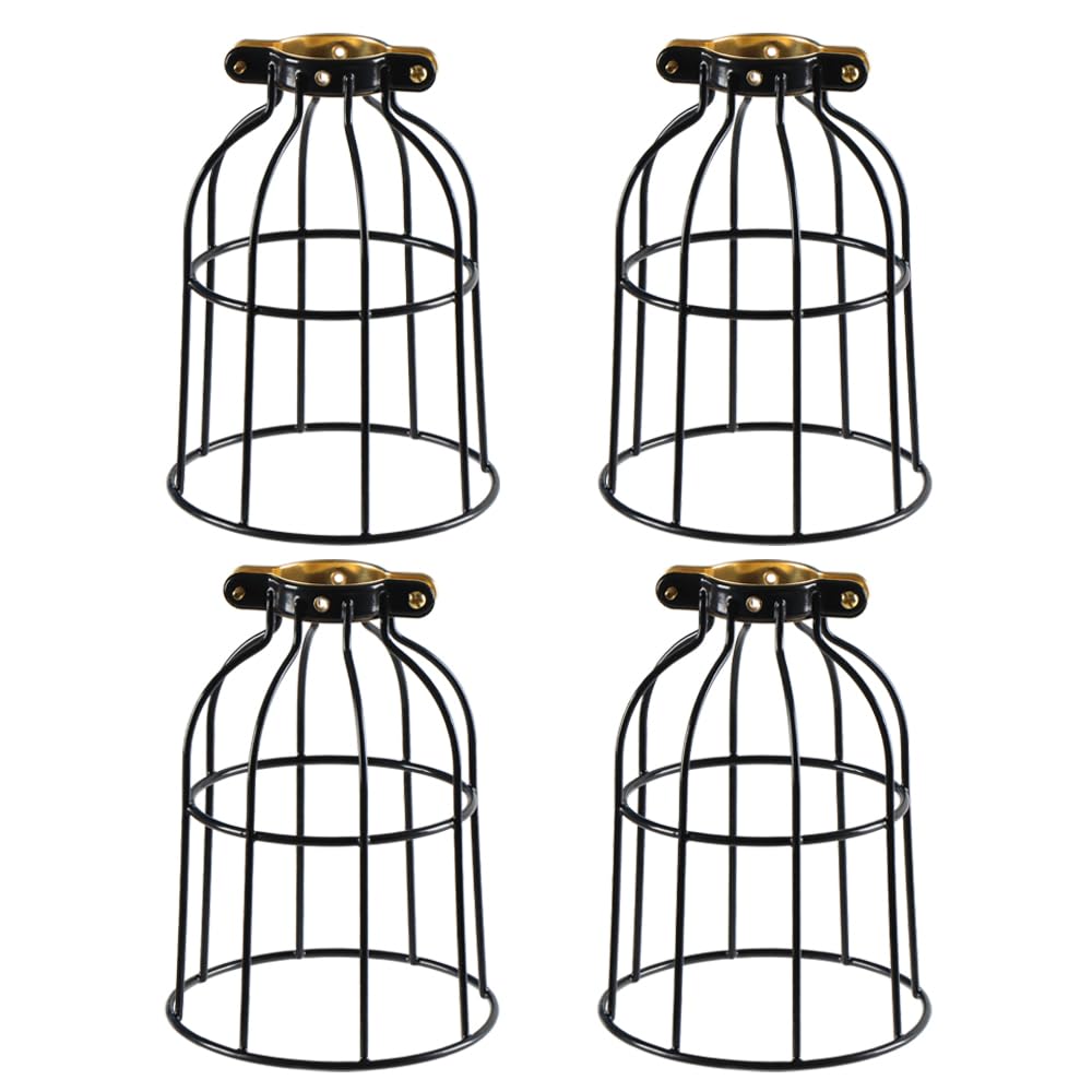 **XIDING Farmhouse Vintage Industrial Wire Cage Lamp Guard, Adjustable Open-Style Metal Pendant Shade Replacement, DIY Accessories, Pack of 4**