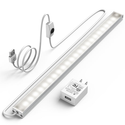**ASOKO 12 Inch Under Cabinet LED Light Bar, 5000K Daylight White Dimmable USB Plug-In, Slim Under Counter Lighting for Kitchen Shelf Desk Display**