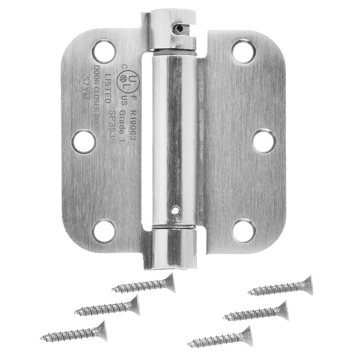 Amazon Basics Self-Closing Door Hinge, 3.5 Inch x 3.5 Inch, 1 Piece, Satin Nickel