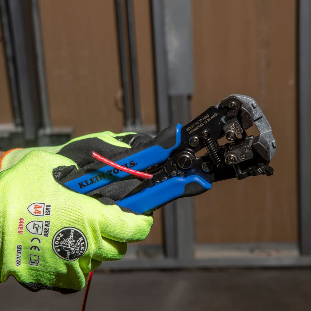 Klein Tools 11061 Self-Adjusting Stripper / Cutter, Heavy Duty, for 10-20 AWG Solid, 12-22 AWG Stranded, and Romex Wire 12/2 and 14/3