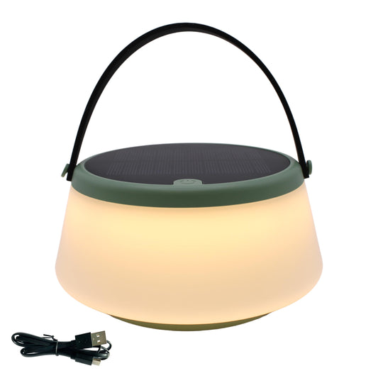 VerLuce 2-in-1 Solar LED Table Lamp & Lantern, Rechargeable, Stepless Dimming, 330lm, 2700K, IP44 Weatherproof, Green