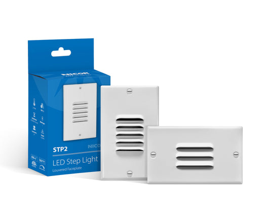 STP2 Louvered White LED Step Light with Photocell (STP2L120WHPC)