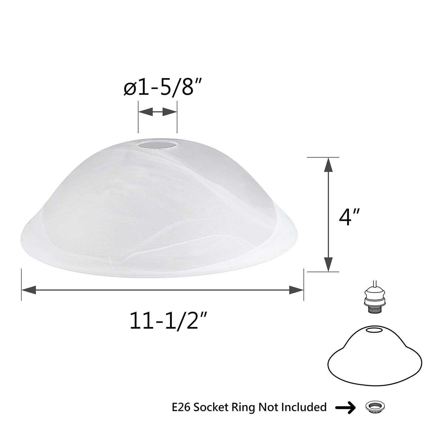 Aspen Creative 23147-11A Alabaster Glass Shade 11.5" x 4" for Medium Base Torchiere, Swag, Pendant, Wall Sconce & Island Light – 1 Pack