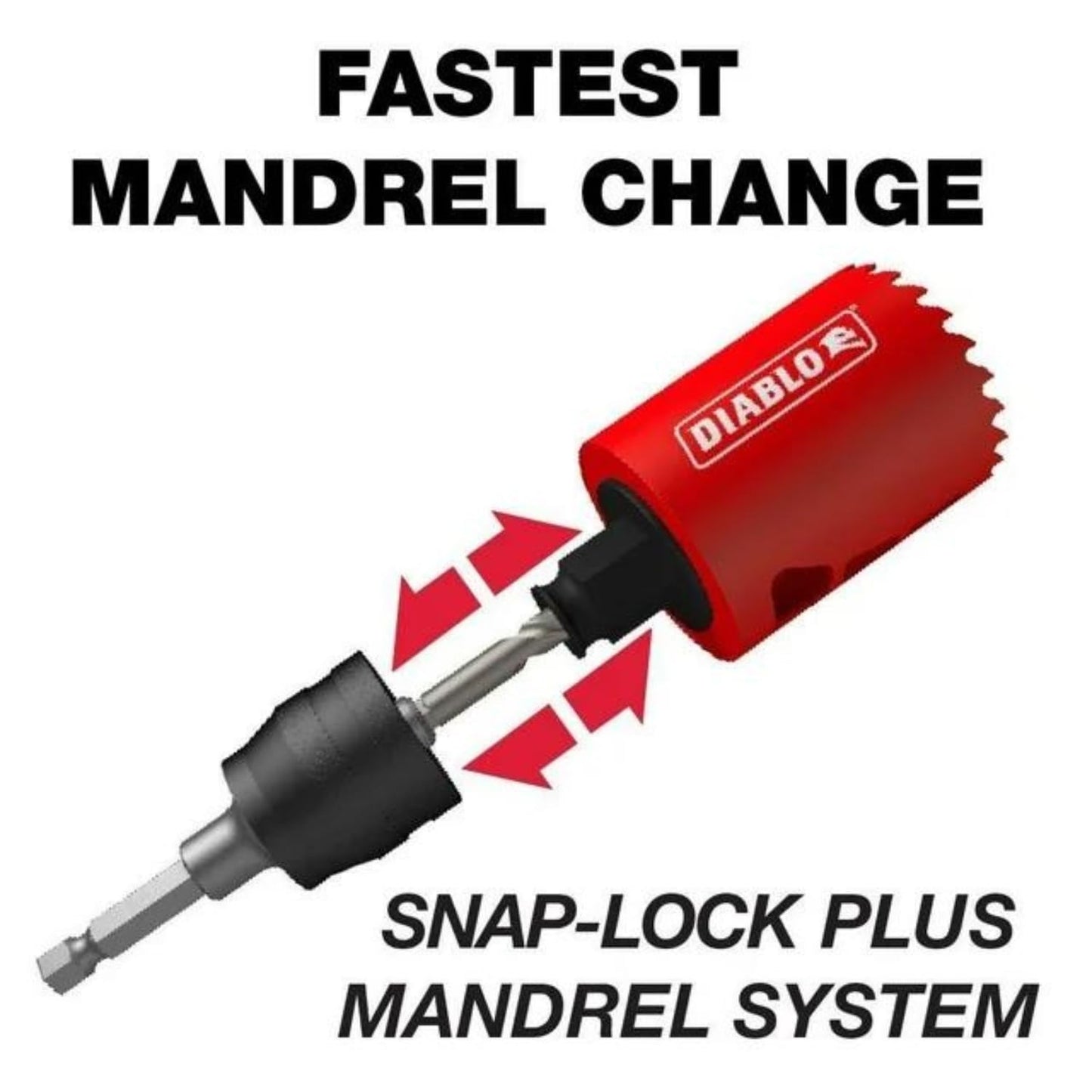 Diablo Bi-Metal Hole Saw with Variable Tooth Design for Faster Cuts - Fits with Snap-Lock Plus Mandrel System - 3" Diameter, 2-3/8" Length - DHS3000