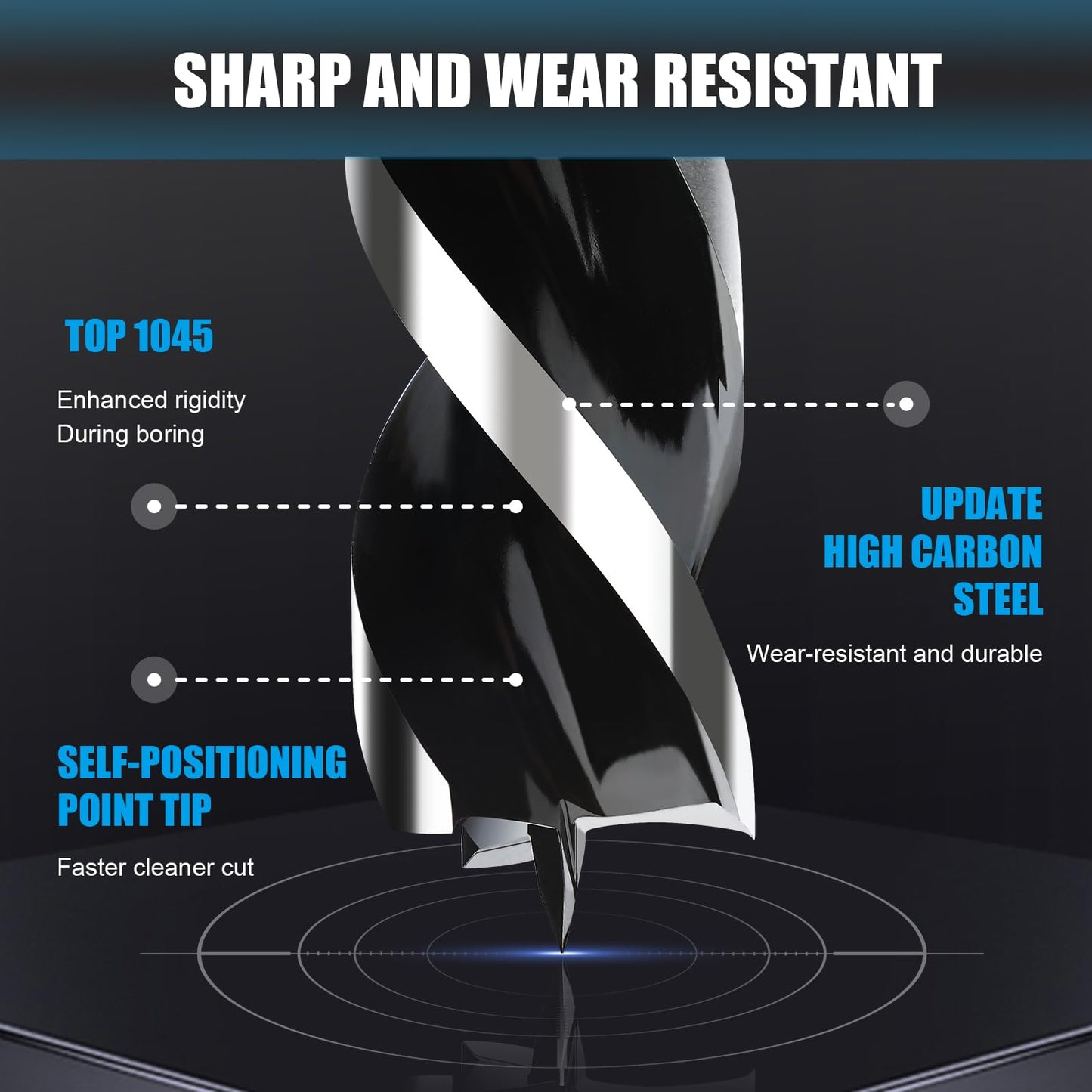 1" x 9" Auger Drill Bit for Wood,Hex Shank Tri Flute Wood Drill Bit for Soft and Hard Wood,Plastic,Drywall and Composite Materials