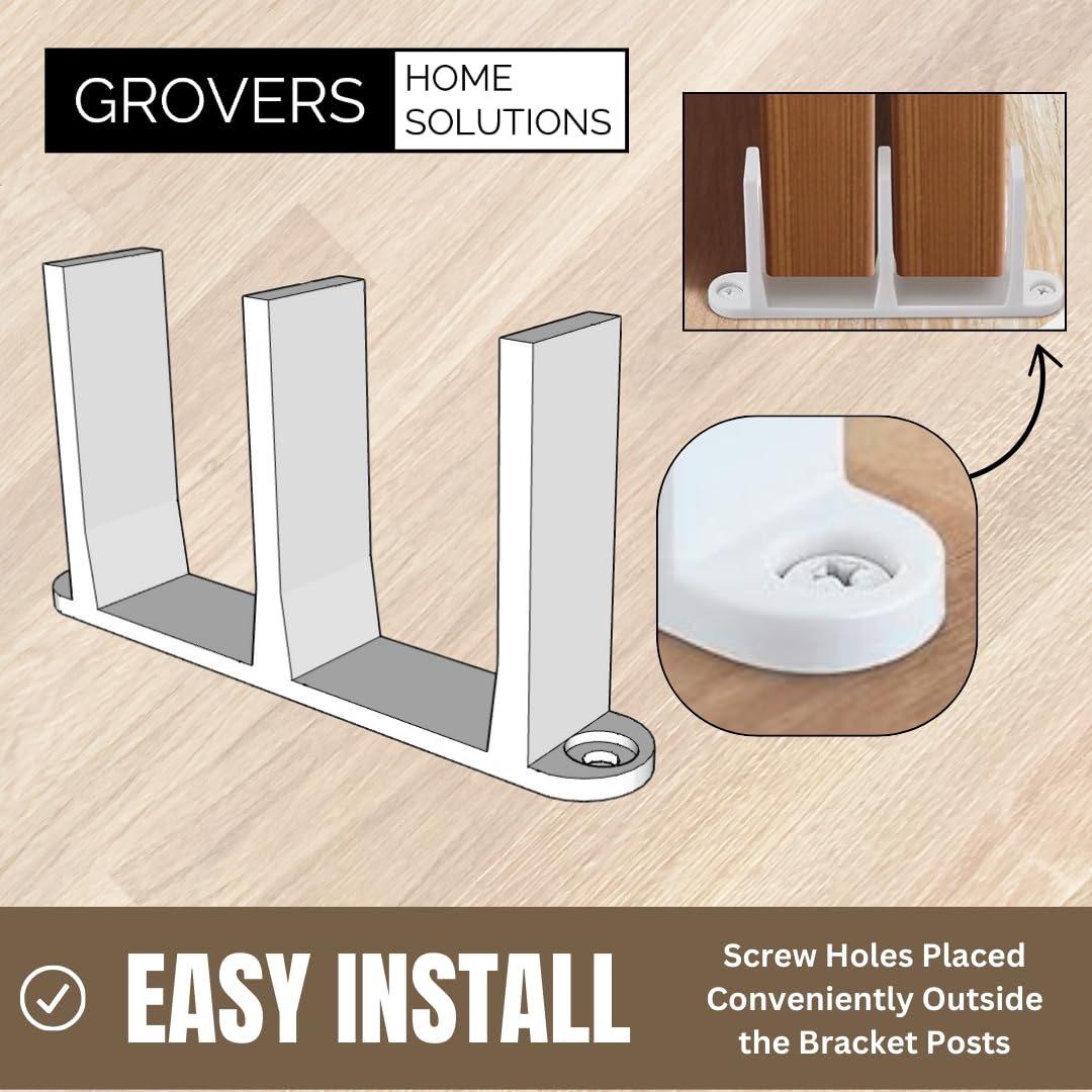Sliding Closet Door Floor Guide Bracket | Universal Fit for 1-3/8" Width Bypass Doors (Single Unit, White) | Grovers Home Solutions