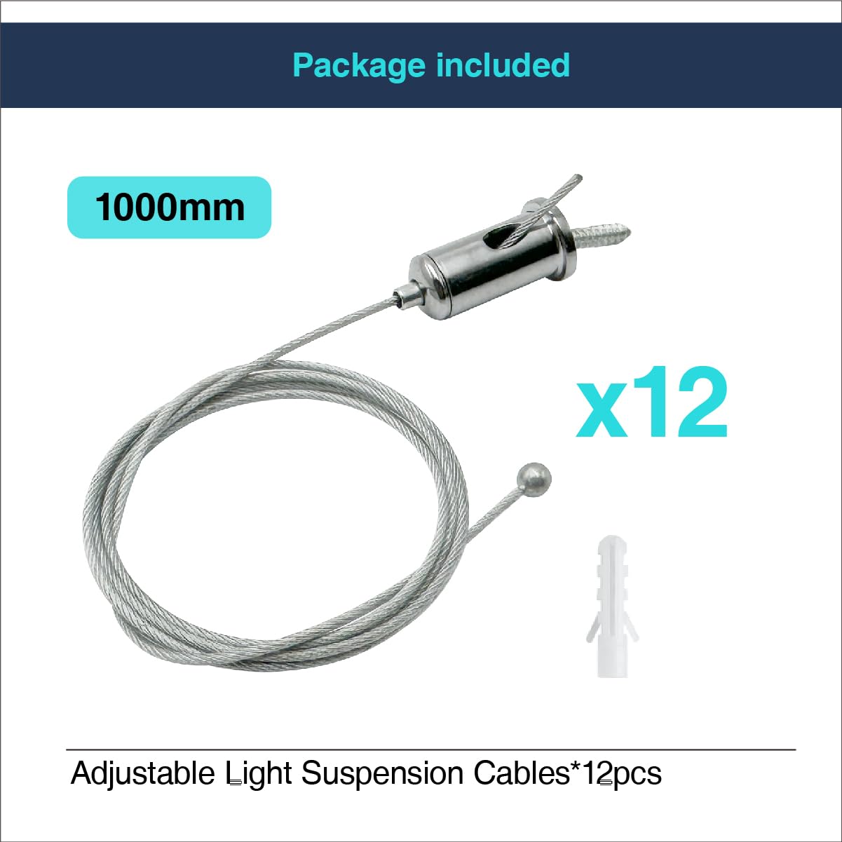 Cezelux 12-Pack Hexagon Pendant Light Suspension Kit, 3.28ft Steel Hanging Chains & Adjustable Wire Rope for Chandelier/Hex Lights
