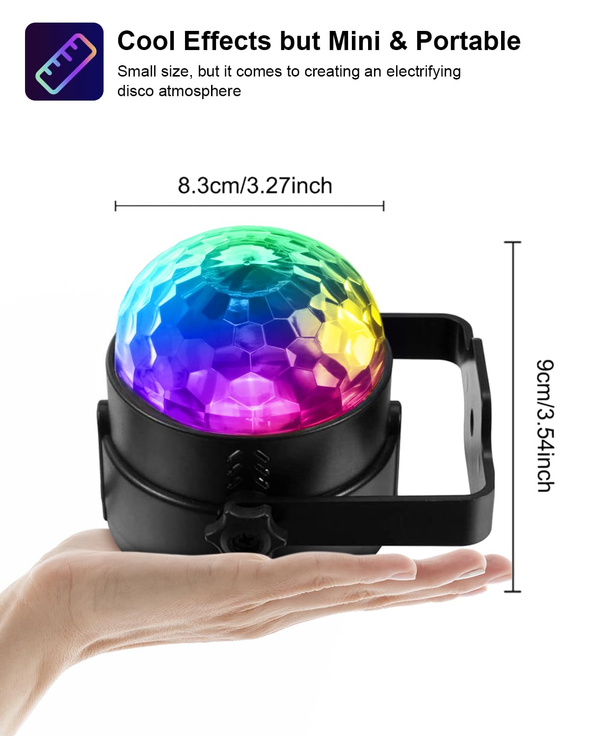 Luditek 2-Pack Sound Activated Party Lights with Remote, Disco Ball DJ Strobe Lamp for Home, Dance, Birthday, Christmas, Halloween