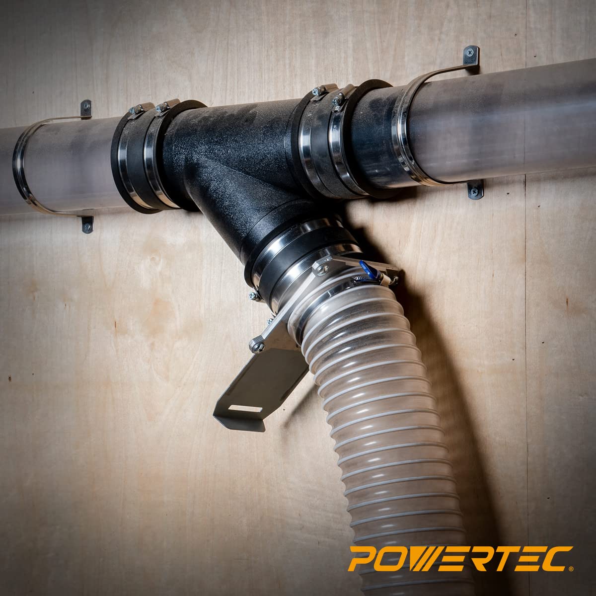 POWERTEC 70326-P2 Blast Gate 4 Inch, w/Anti Clog and Air Leak Seal for Dust Collection, 2 PK