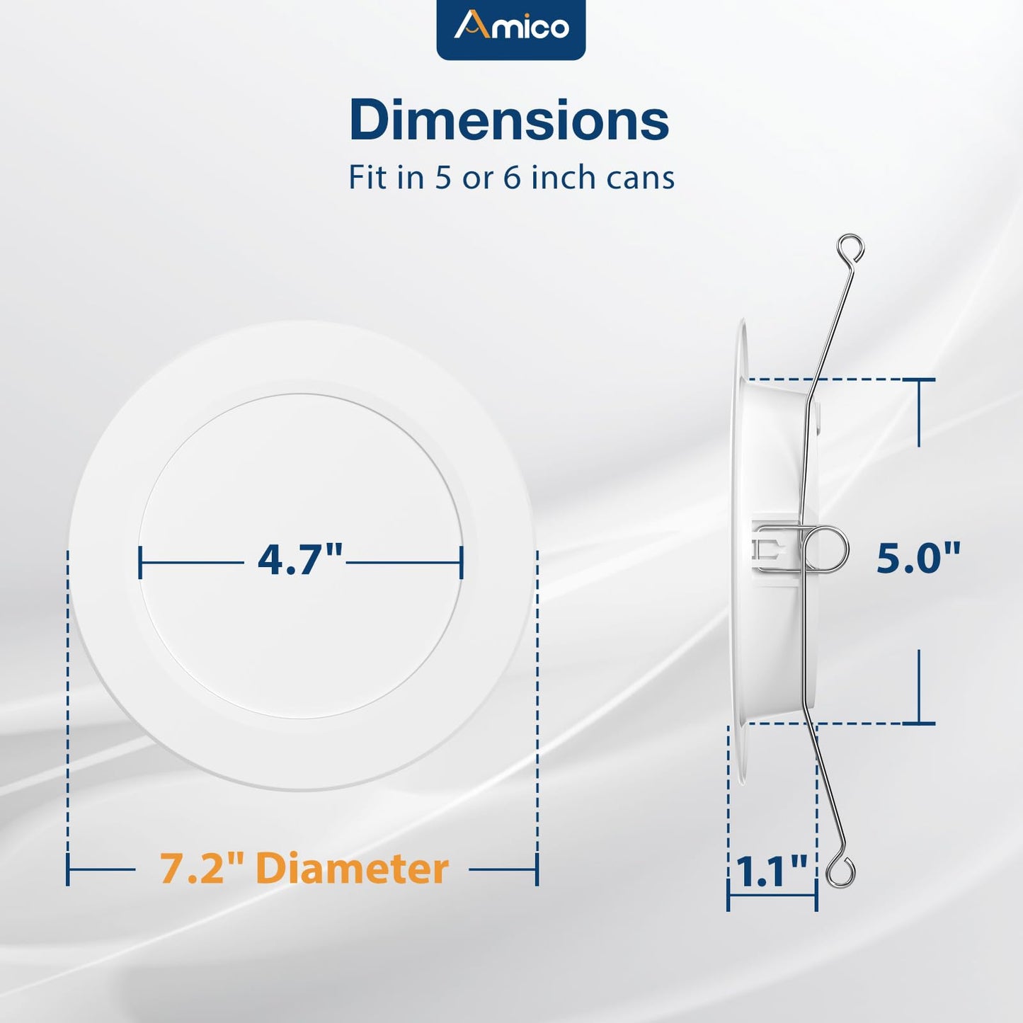 Amico 5/6" Recessed LED Lights 24 Pack, 5CCT Selectable 2700K-6000K, 12W (120W Eqv), 1050LM, Retrofit, ETL & FCC Certified