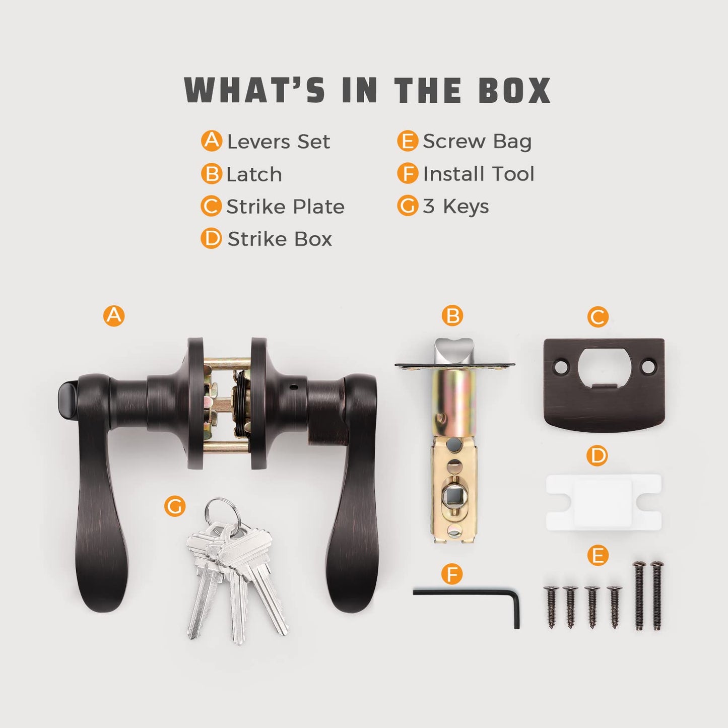 KNOBWELL 1 Pack Keyed Entry Front Door Handle Entrance Handlesets Exterior Lockset with Key, Left/Right Handed Doorknob Oil Rubbed Bronze