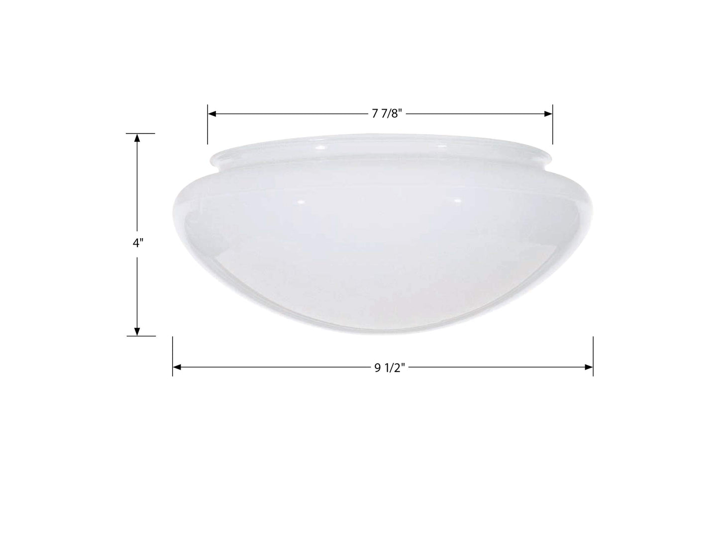 Satco 50-330 9.5-Inch Replacement Mushroom Glass Shade, 7-7/8 Inch Fitter, White (50/330)