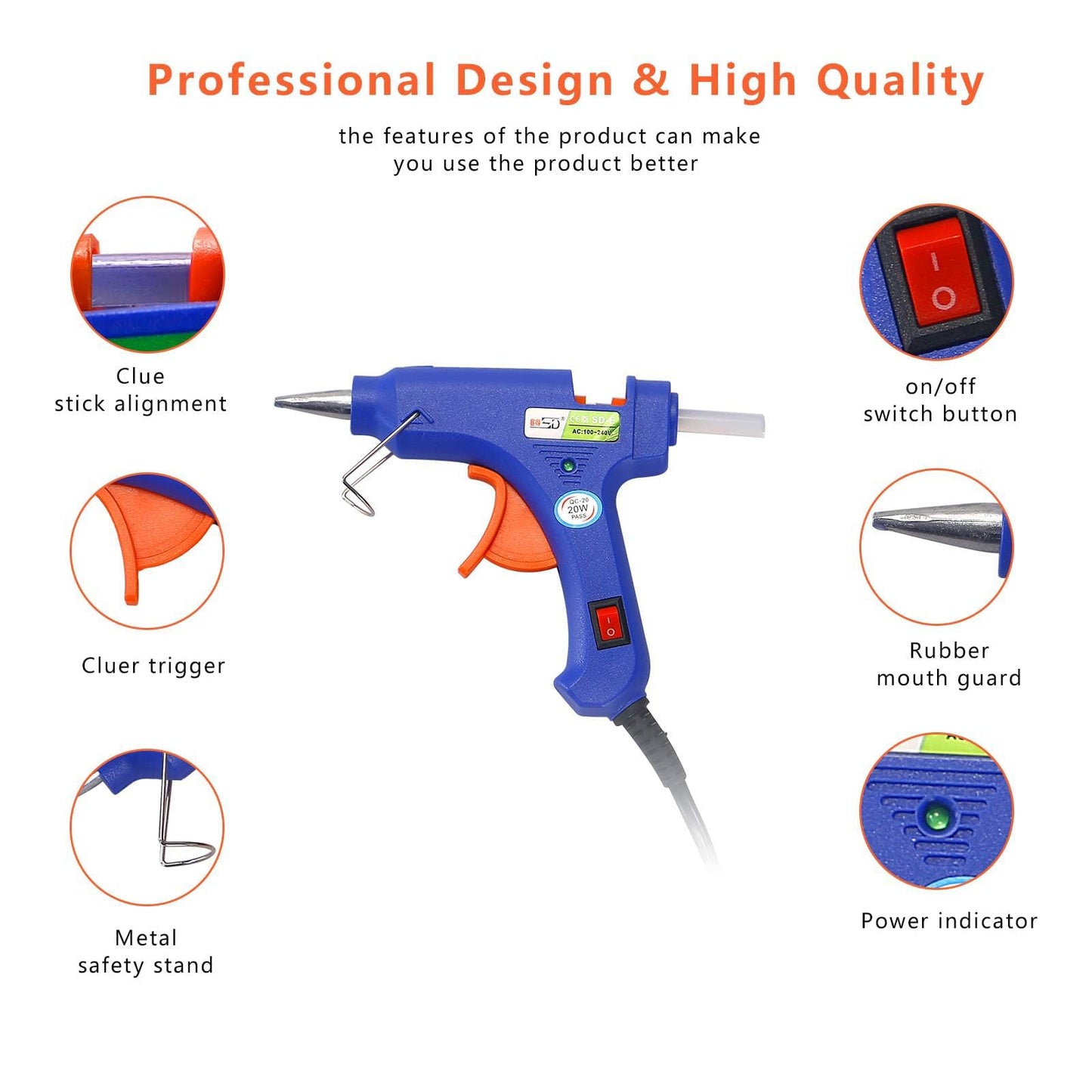 Mini Hot Glue Gun Set with 20 Sticks, Portable DIY Craft Glue Gun Kit with Hardshell Case for School, Arts & Crafts