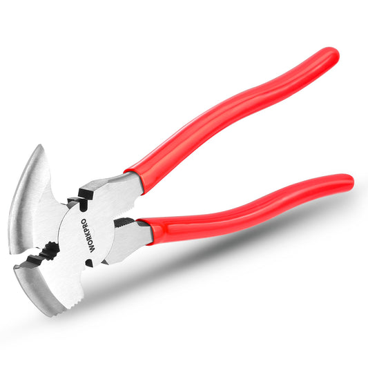 WORKPRO 10" Heavy Duty Fencing Pliers – Multi-Tool for Barbed Wire, Nail & Staple Pulling, Wire Cutting, Hammer Head