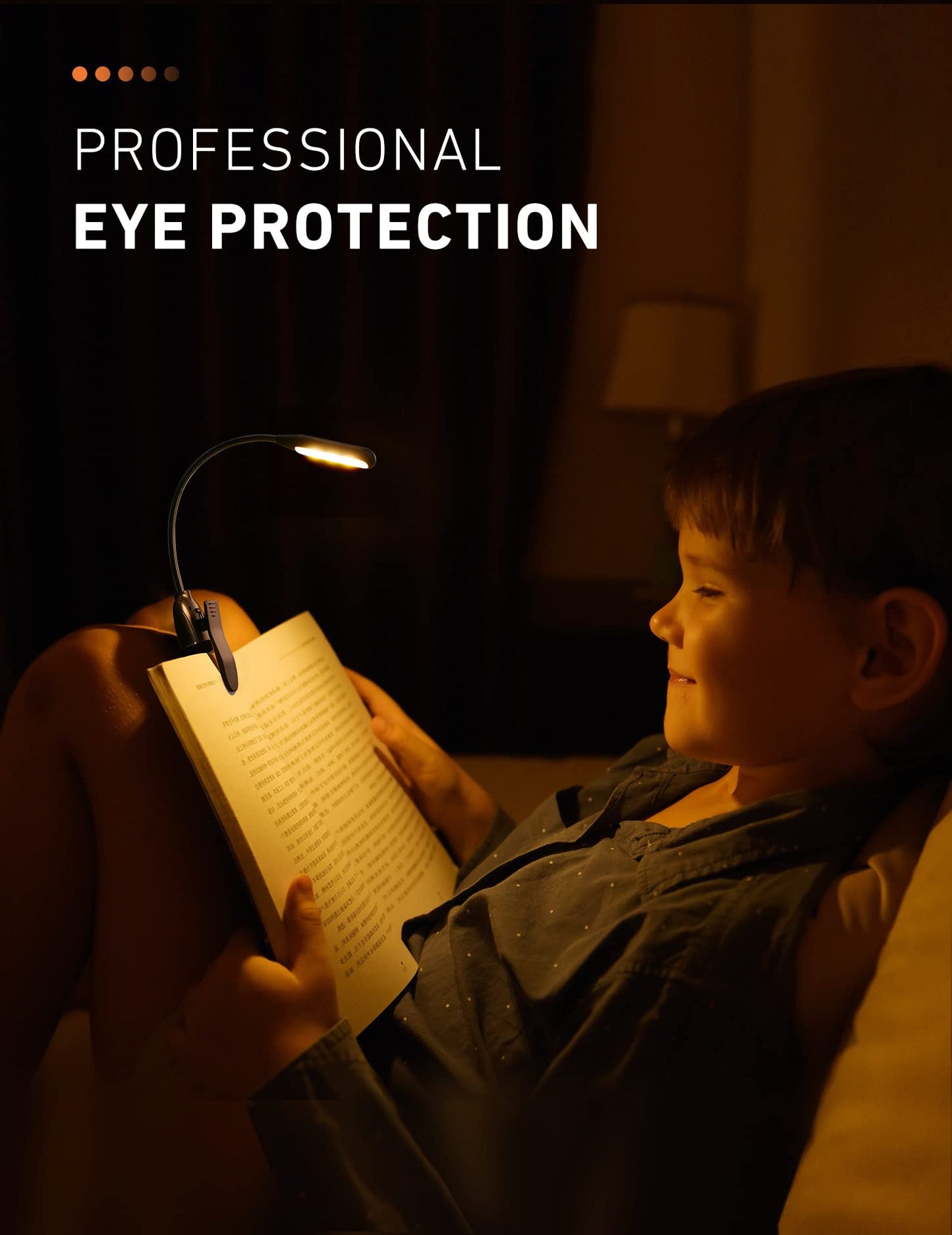 Monotremp Rechargeable Book Light for Night Reading, 80H Runtime, 3 Brightness × 3 Color Temps, Ultra-Light 1.3oz for Bed Use