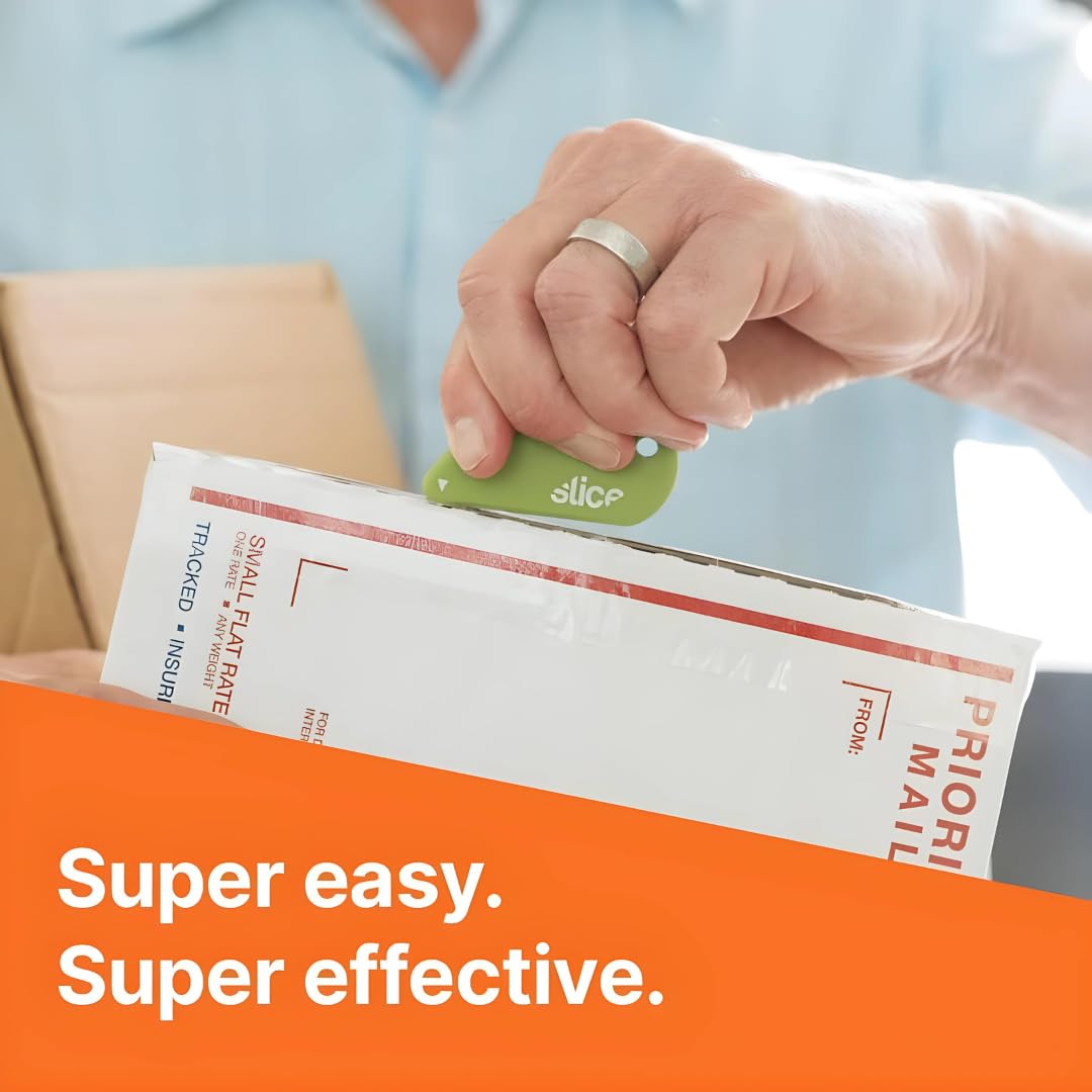 Slice Micro Safety Cutter | Safe Ceramic Box Cutter Lasting 11x Longer than Metal | Keychain Box Opener | 2 Pack | Green