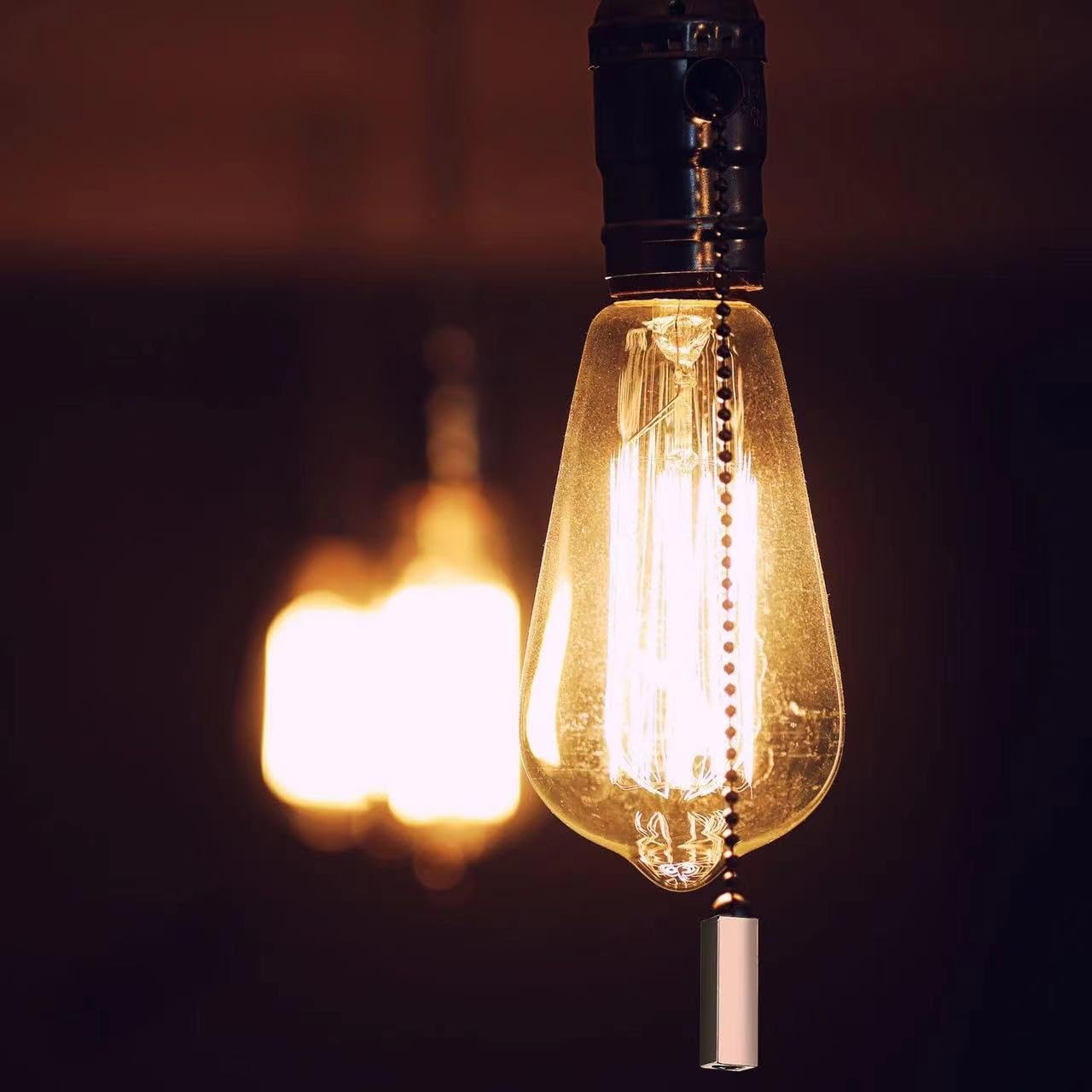 2 Pack Pull Chain String Extension with Connector for Ceiling Fan Light Fixture Light Bulb, 304 Stainless Steel Switch Chain Extender,1 Meter Length