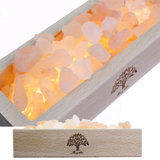 mlynkl Himalayan Salt Lamp Diffuser, 300g Pink Salt with Wooden Base, USB Powered Warm Light for Aromatherapy, Relaxation, Meditation, Home Décor, Gift