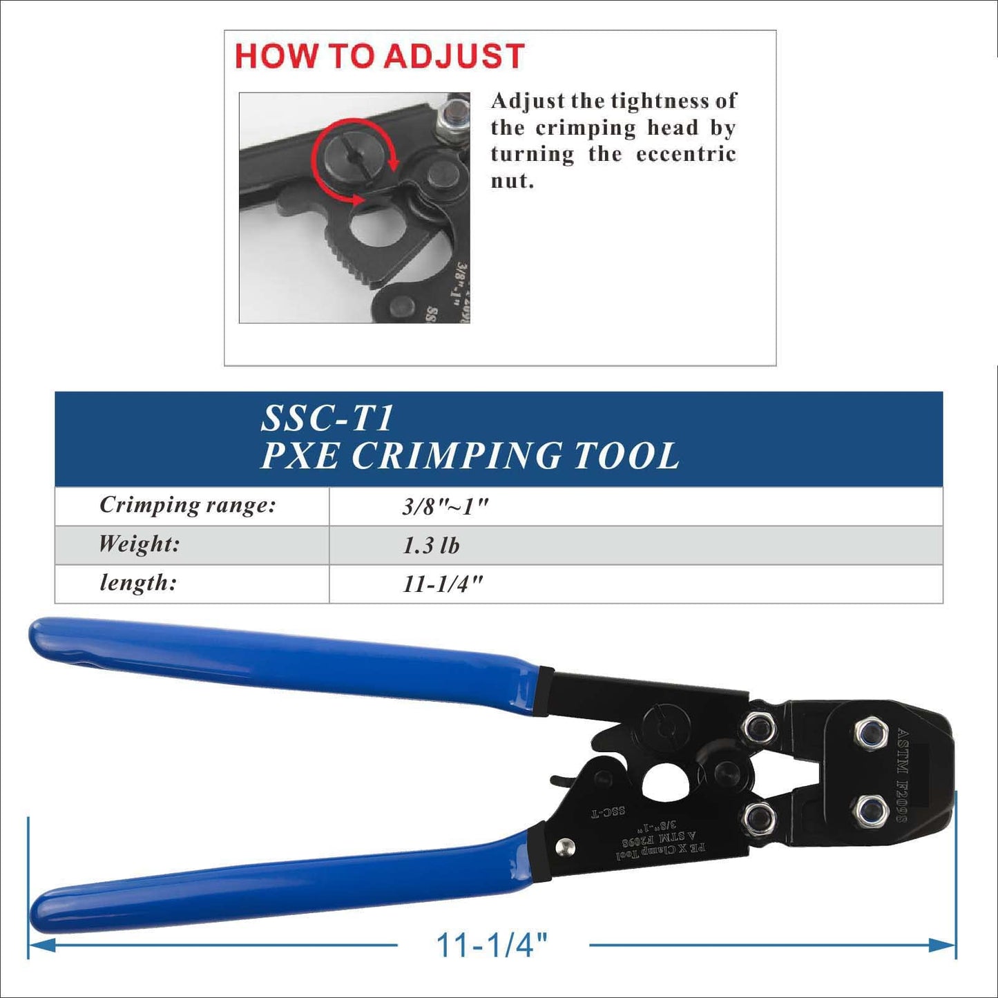 PEX Pipe Clamp Crimping Tool Kit with Cutter, Stainless Steel Clamps 3/8"-1", Includes 10x1/2" & 10x3/4" SS PEX Clamps