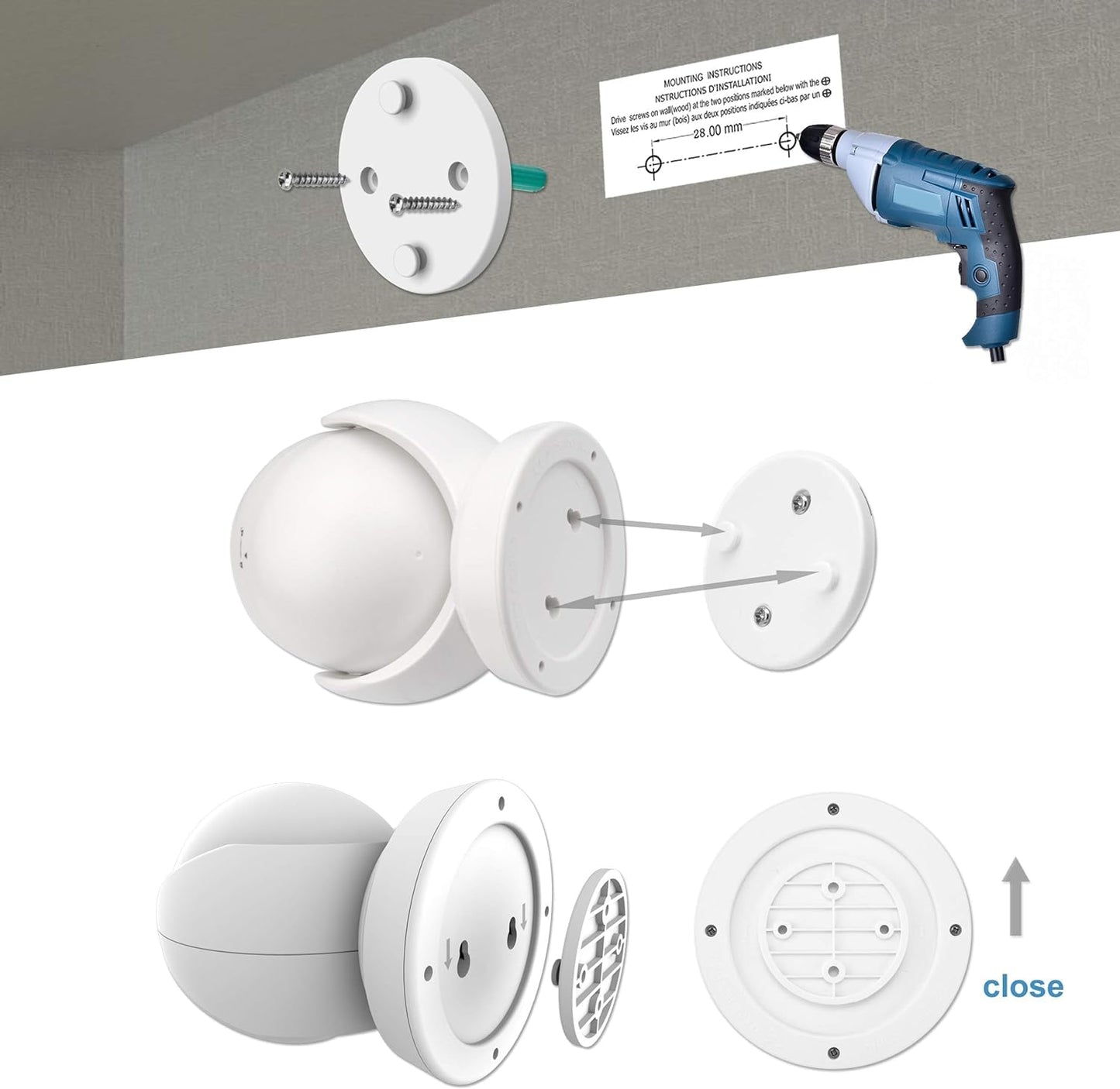 BIGLIGHT Motion Sensor Spotlight, Wireless LED Flood Light, Super Bright 200 Lumens, Waterproof Security Light for Indoor/Outdoor