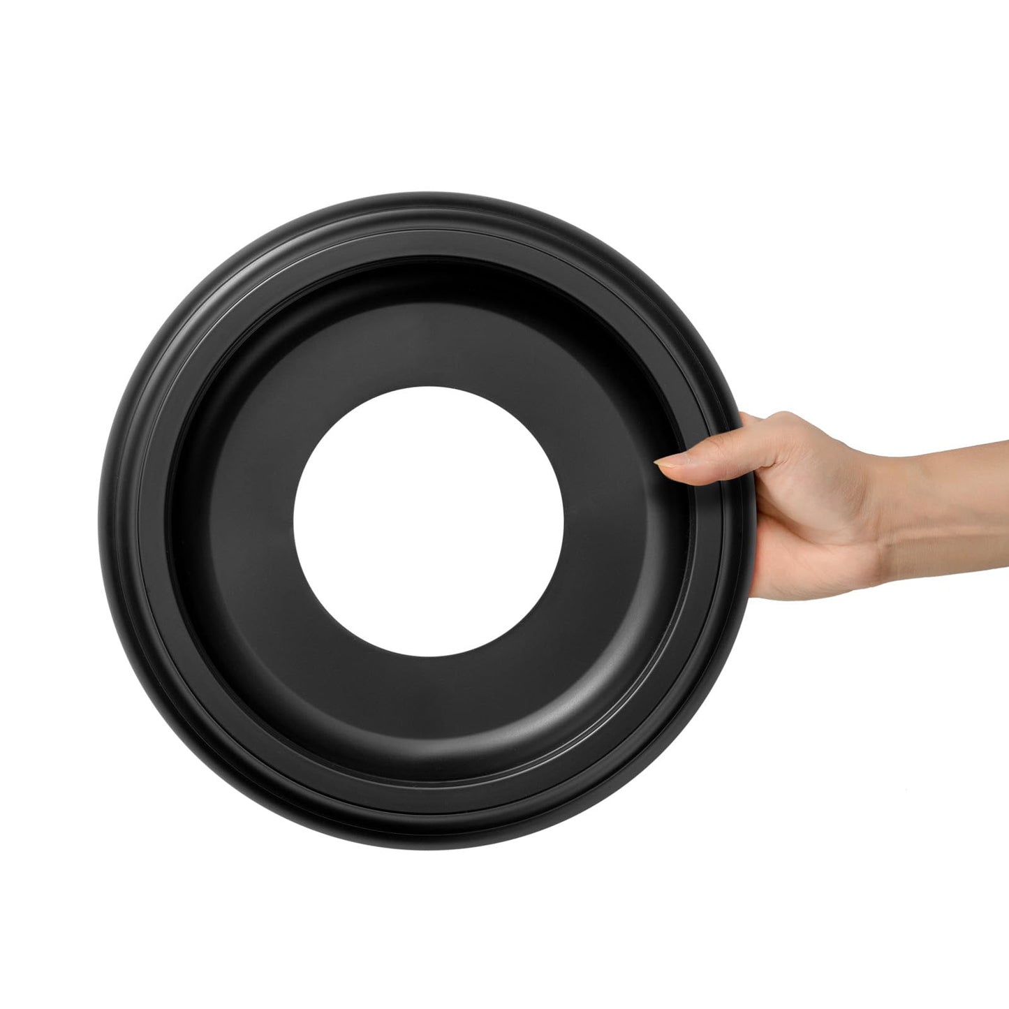 ELFCAB 2 Pack Black Molded Nylon Ceiling Medallion for Light Fixtures and Ceiling Fans 10"OD x 4"ID x 1"P (Fits Canopies up to7-1/4")