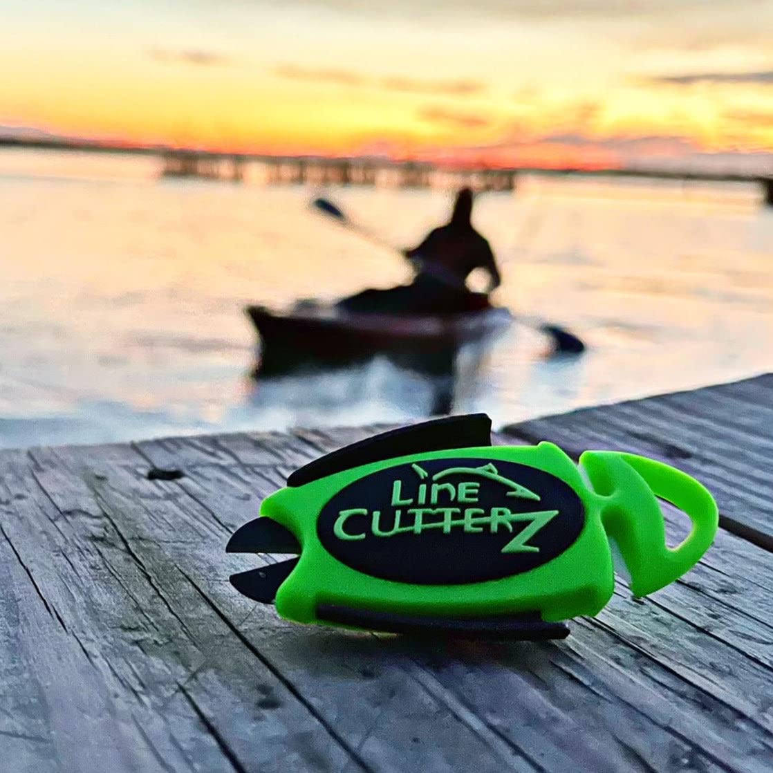 Line Cutterz Patented Dual Hybrid Ceramic Cutter + Stainless Steel Micro Scissors Fishing Line Snipper - Green