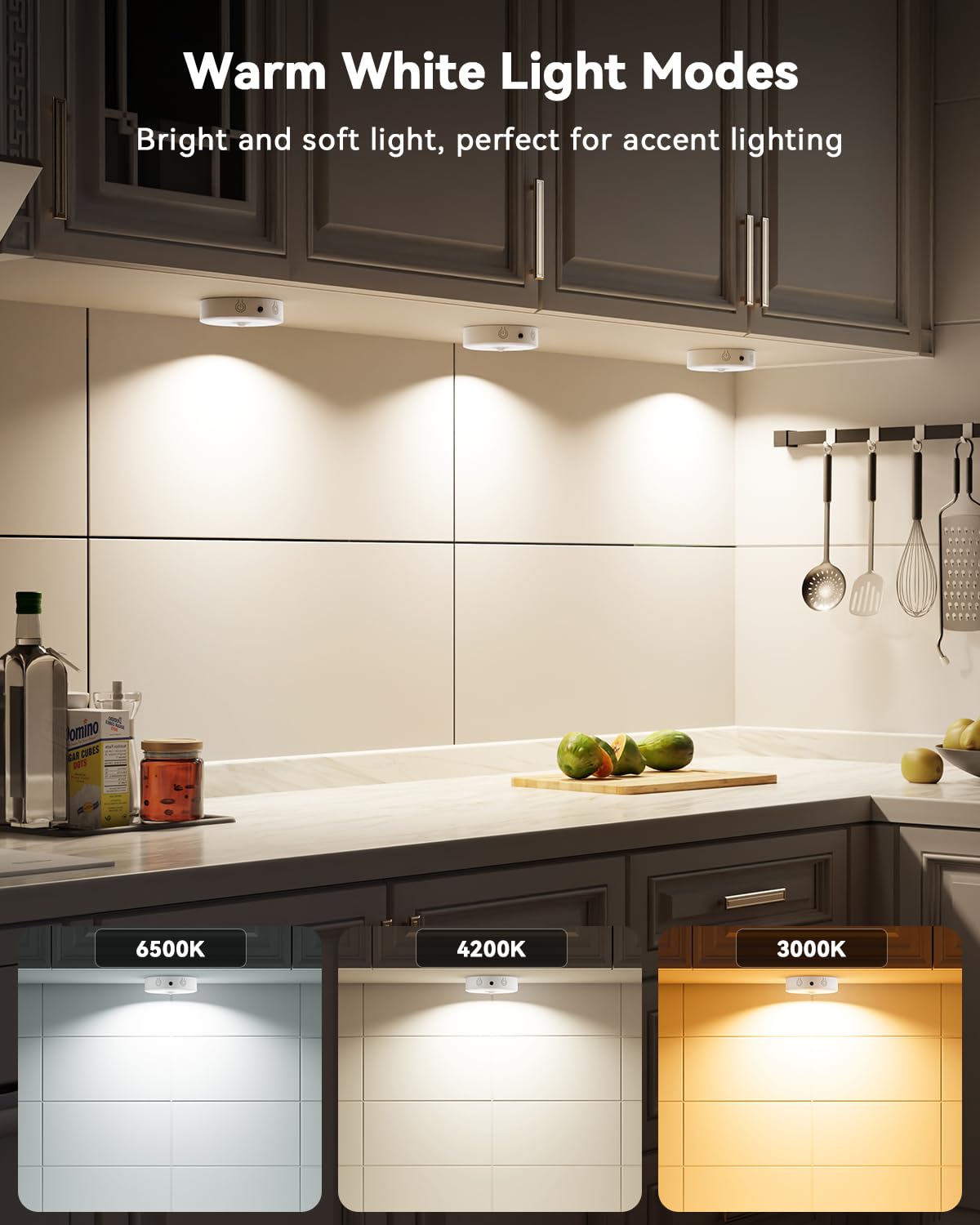 Rechargeable Puck Lights with Remote – 3 Color Temps + 12 RGB LEDs, Motion Sensor, Dimmable Wireless Under Cabinet & Closet Lighting