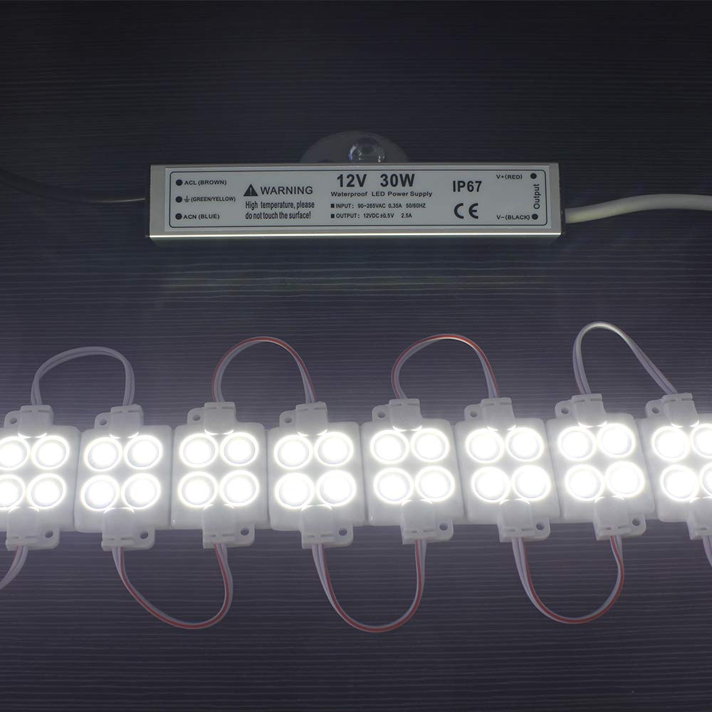 30W 12V LED Power Supply, Waterproof IP67 Driver, 110V AC to 12V DC Converter, 2.5A LED Transformer with 3-Prong Plug & 3.3ft Cable