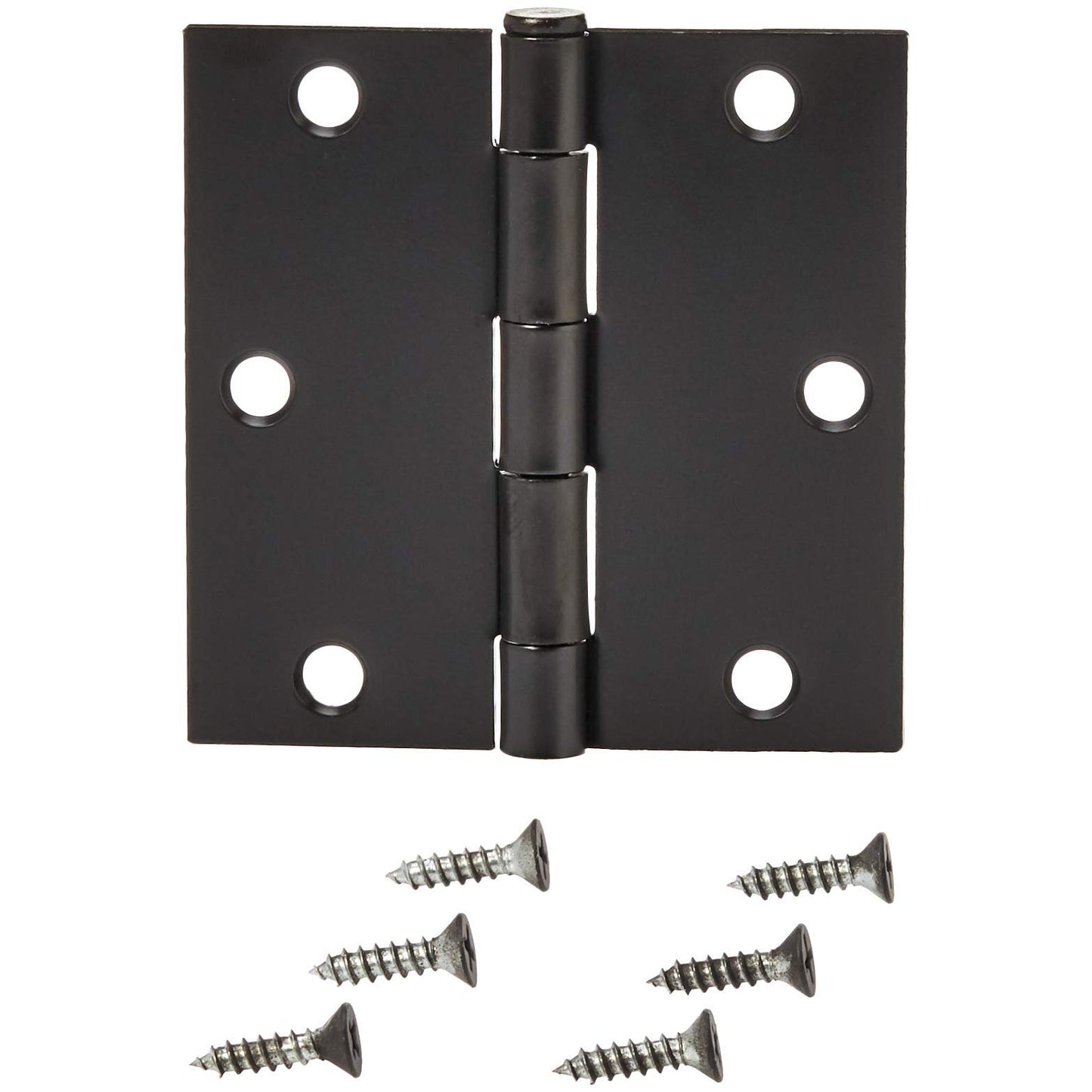 Amazon Basics Interior Door Hinge, Square, 3.5 x 3.5 Inch, Matte Black - Pack of 12