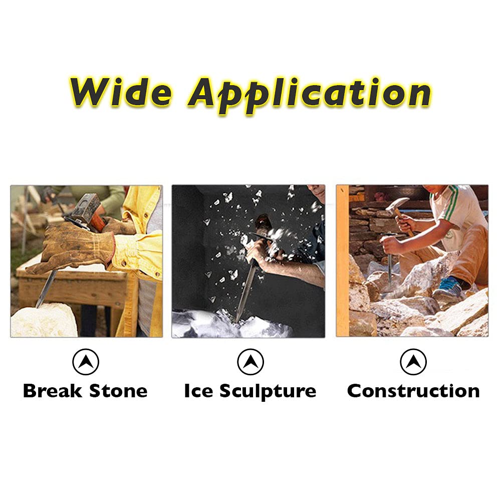 Finder 12-Inch Heavy Duty Flat Chisel with Hand Guard, Flat Head Concrete & Masonry Demolition Chisel, Bi-Material Grip for Carving & Breaking