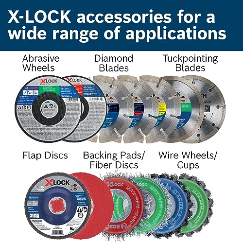 BOSCH FDX2750060 1-Piece 5 In. X-LOCK Flap Disc 60 Grit Compatible with 7/8 In. Arbor Type 27 for Applications in Metal Blending and Grinding