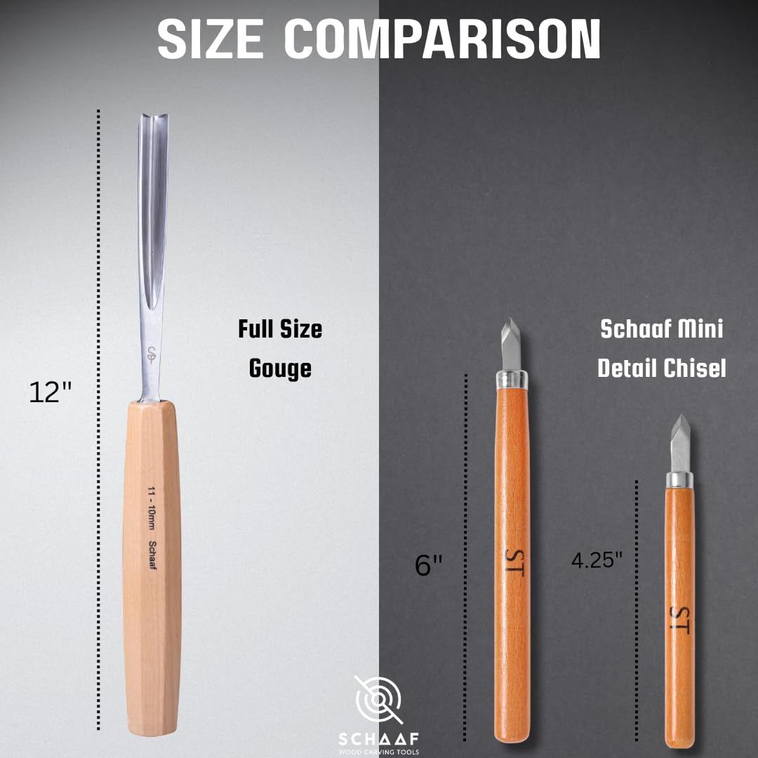 Schaaf 7-Piece Wood Carving Chisel & Gouge Set with Canvas Case, CR-V 60 Steel, Sharp Woodworking Tools for Beginners & Pros