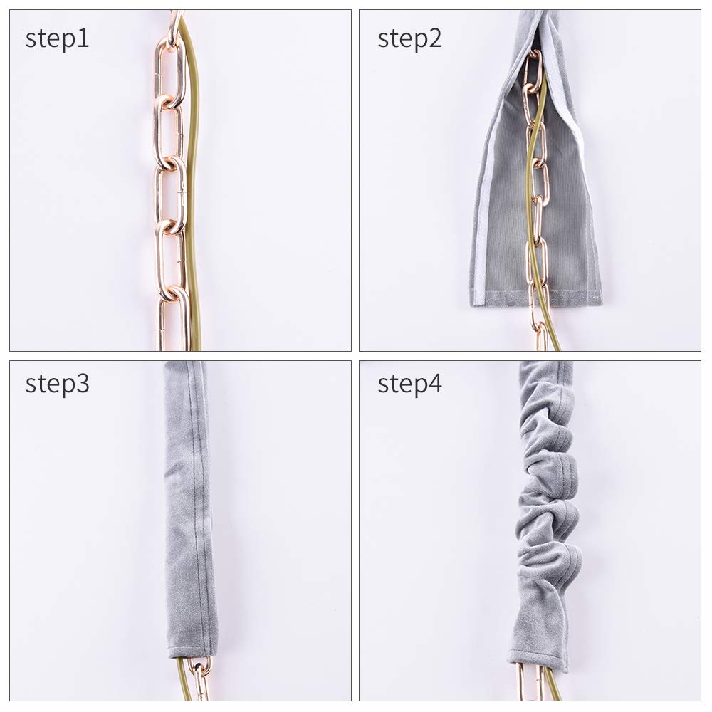 Chandelier Chain Cover Cord Cover 6 Feet,Flannelette Fabric Cord Covers for Chandelier Wire Protector and Deco(Gray)