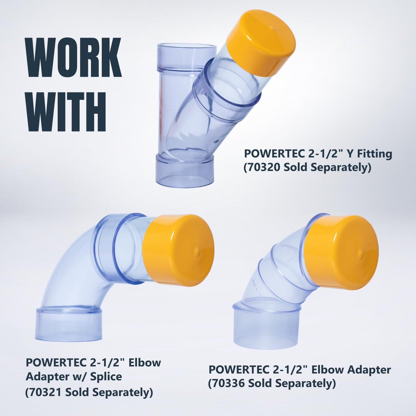 POWERTEC 2-1/2" ID Dust Collection End Cap for 2-1/2" OD Pipes, Plastic Pipe Cover for Woodworking Dust Systems, 2-Pack (70451-P2)