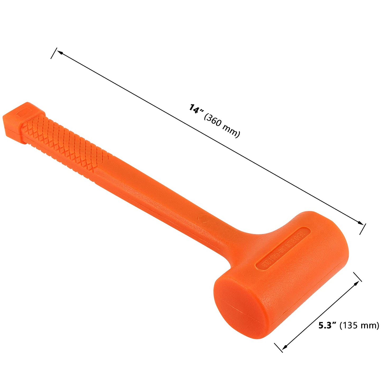 MUKLEI 2 Piece 4 Lb 14" x 5.3" Dead Blow Hammer Orange, Durable Rebound Resistant Dead Blow Hammer with Non-Slip Grip, Non-Marring Dead Blow Mallet