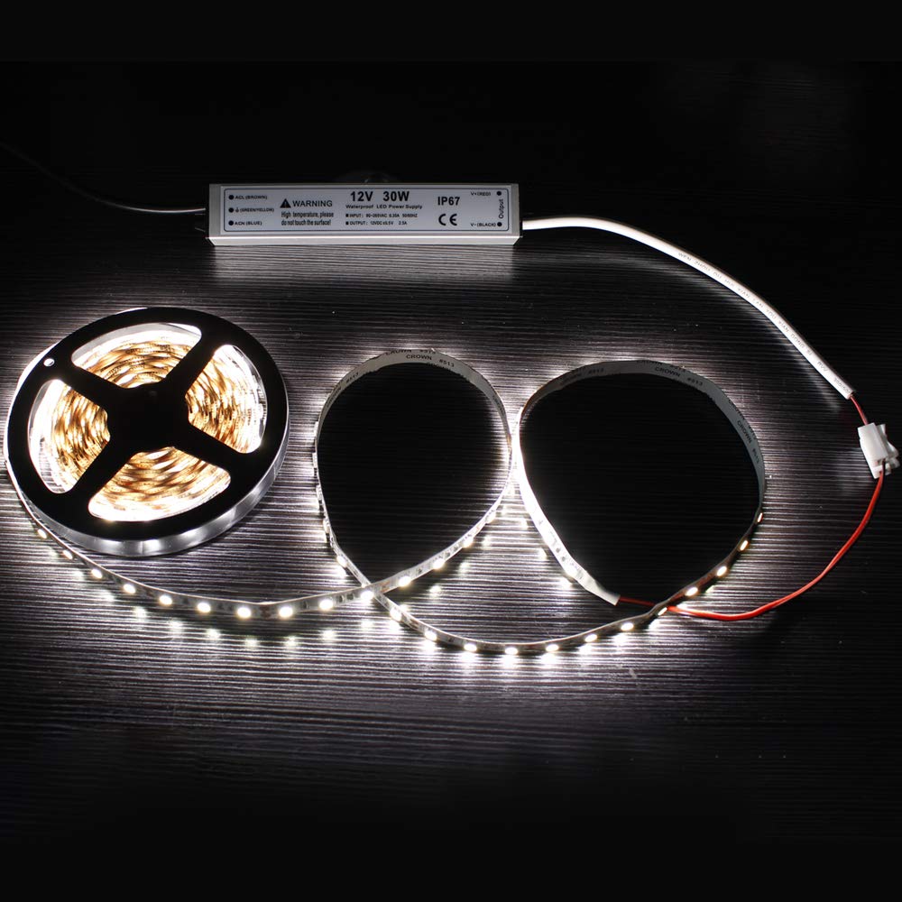 30W 12V LED Power Supply, Waterproof IP67 Driver, 110V AC to 12V DC Converter, 2.5A LED Transformer with 3-Prong Plug & 3.3ft Cable