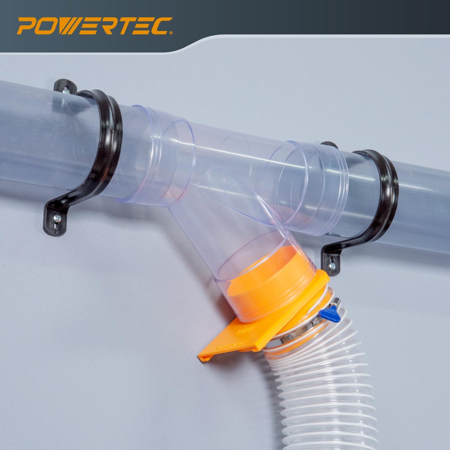 POWERTEC 70306 4" Dust Collection Fittings Kit with Hose Splice, Blast Gates, Pipes, 90° Elbow, Y-Fittings & Mounting Brackets