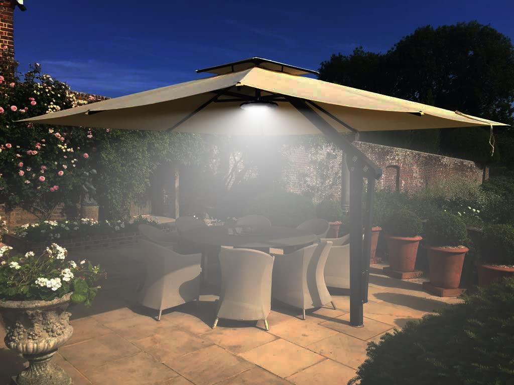 Happetite Rechargeable Umbrella Lights with Remote, 3 Brightness Modes for Offset Patio Umbrellas, Outdoor & Garden, Black