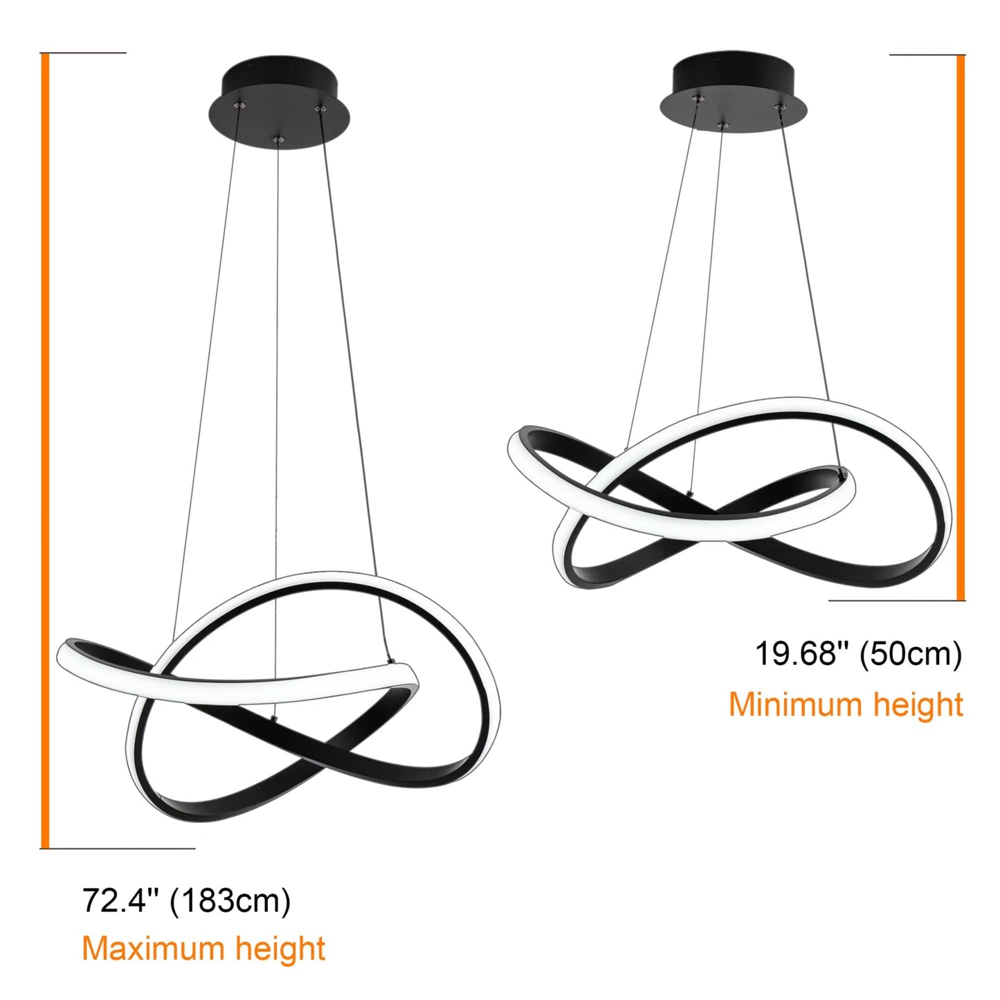 MAYNA Modern LED Pendant Light, Irregular Ring Chandelier, Adjustable Contemporary Fixture for Dining, Kitchen, Living Room, Bedroom, 6000K