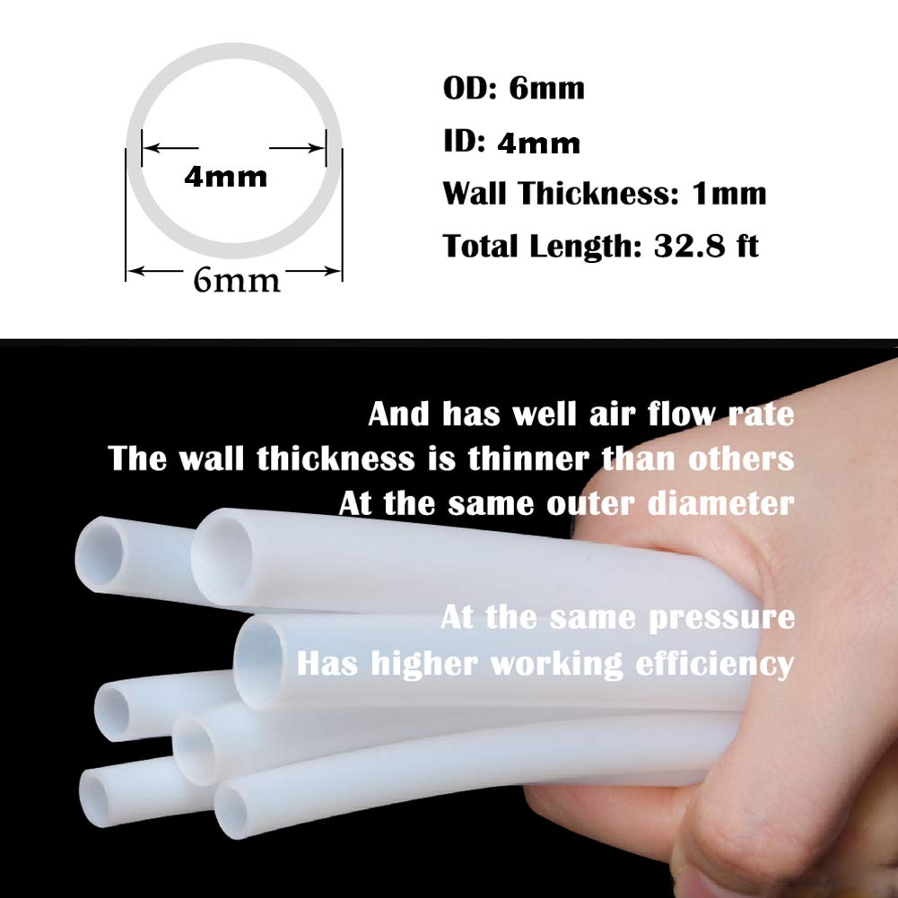 Beduan 6 mm OD Pneumatic Air Line Tubing Nylon Air Hose for Fluid Transfer or Air Brake System 32.8ft (Clear)