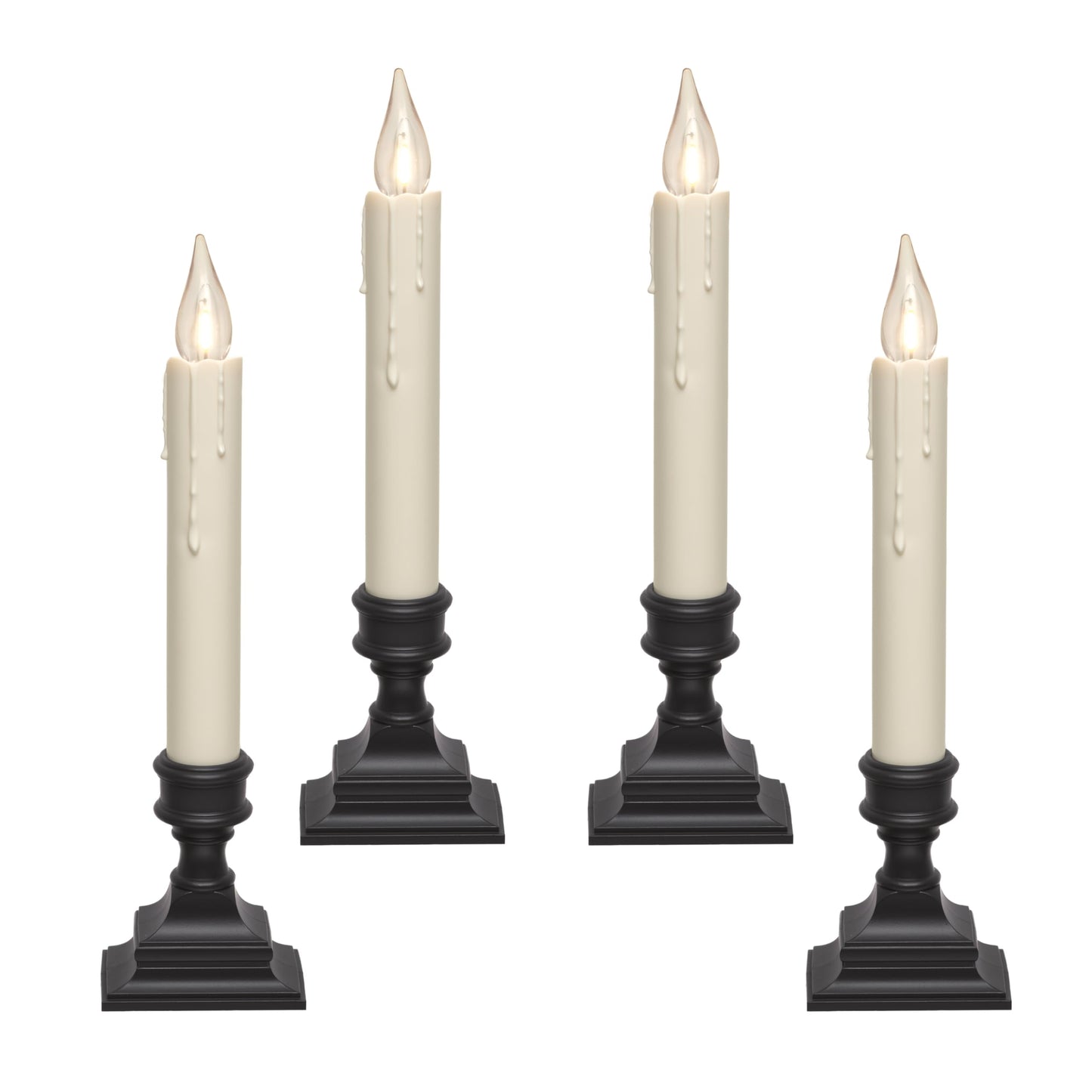 612 Vermont Vintage LED Battery Operated Window Candles with Timer, Bright Warm White Glow, VT-1806A-4 (Pack of 4, Antique Bronze)
