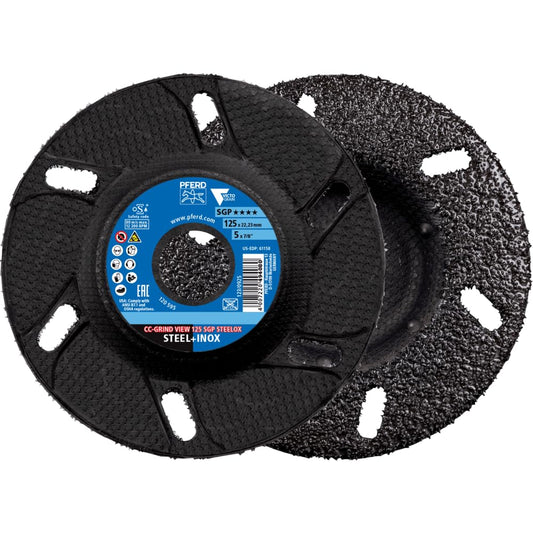 Pferd CC-Grind 5" x 7/8" SGP STEELOX VICTOGRAIN Ceramic Grinding Disc, High-Performance Abrasive, Aggressive Grinding, 10-Pack