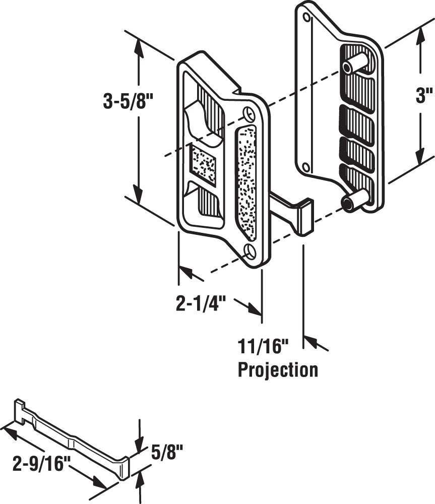 Prime-Line A 168 Black Plastic, Sliding Screen Door Latch and Pull, fits Superior (Single Pack), Black