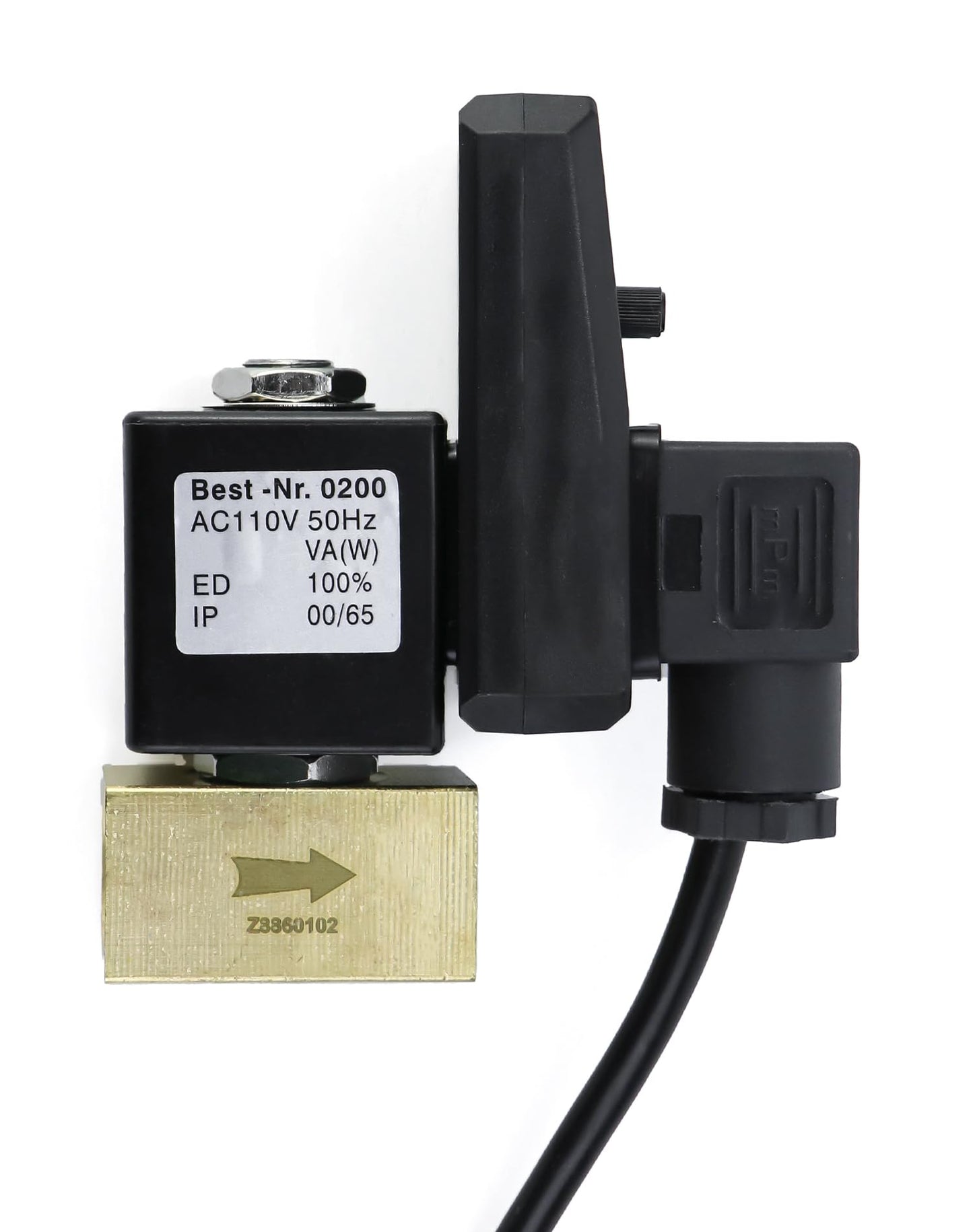 QWORK Automatic Timed Condensate Drain Valve, 1/4" NPT, 1/2" AC110V 2-Way Steel Hose Elbow, US Plug for Compressed Air